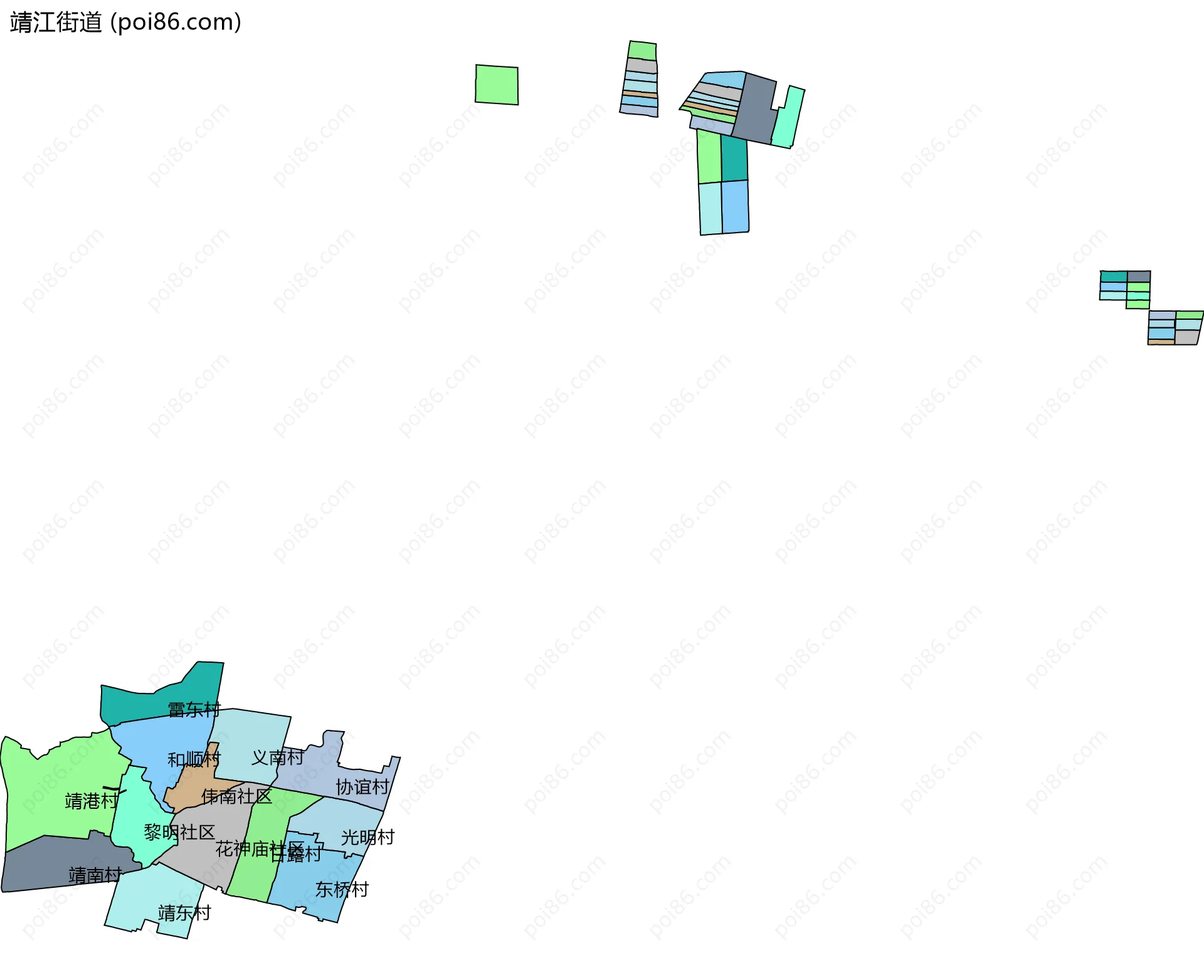 靖江街道边界地图(五级行政区划)