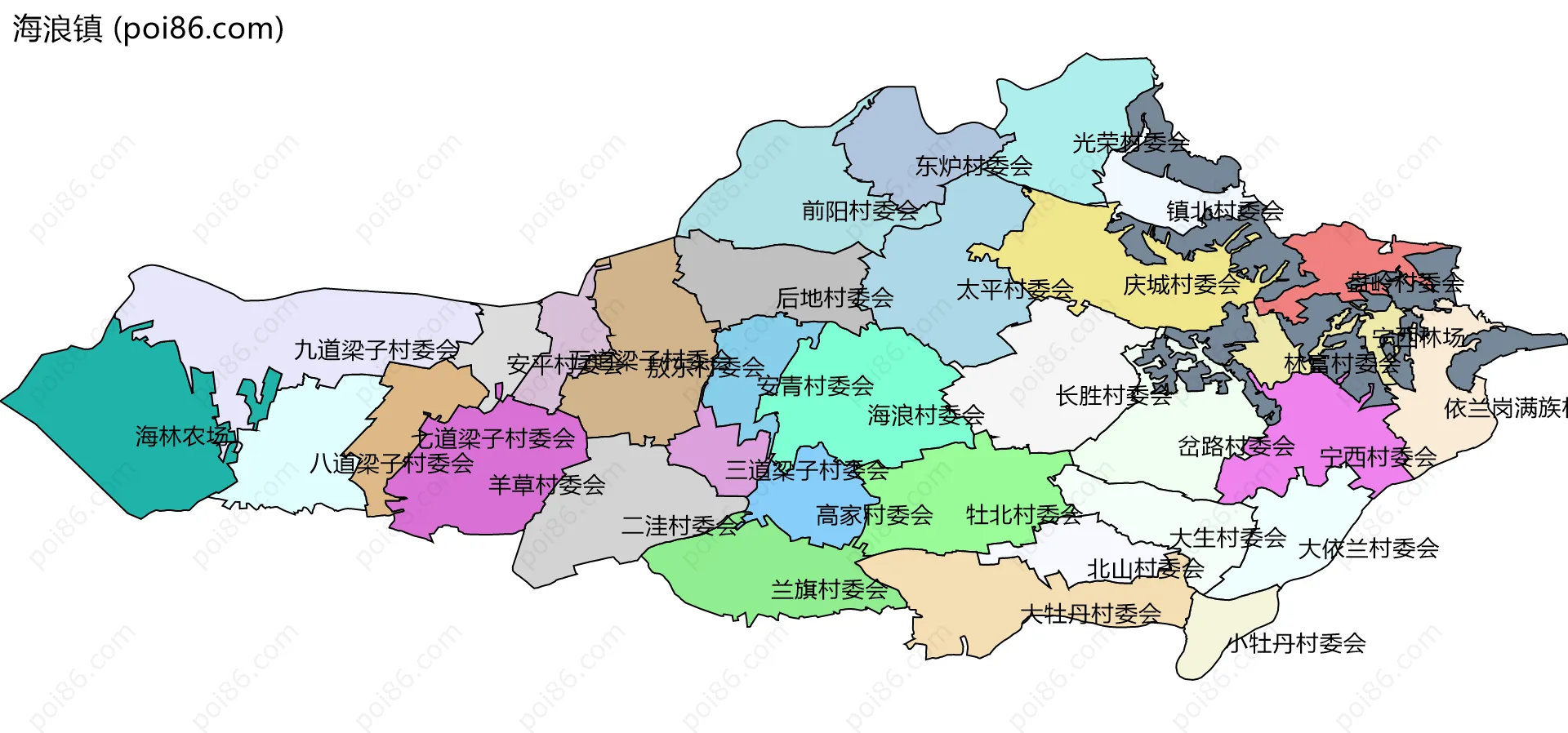 海浪镇边界地图(五级行政区划)