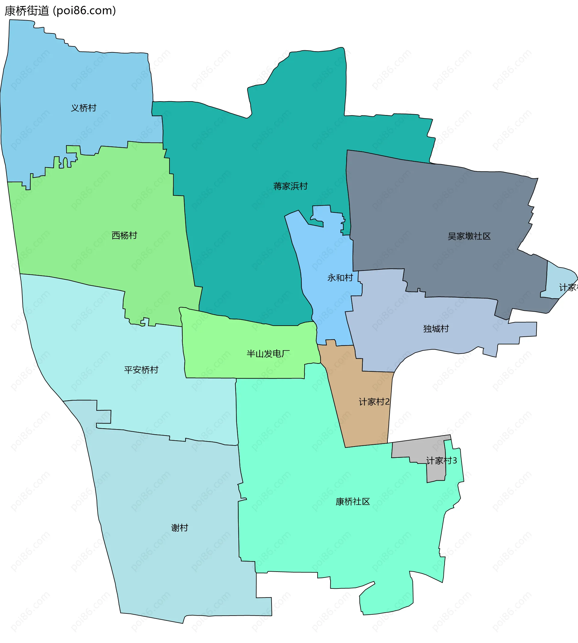 康桥街道边界地图(五级行政区划)