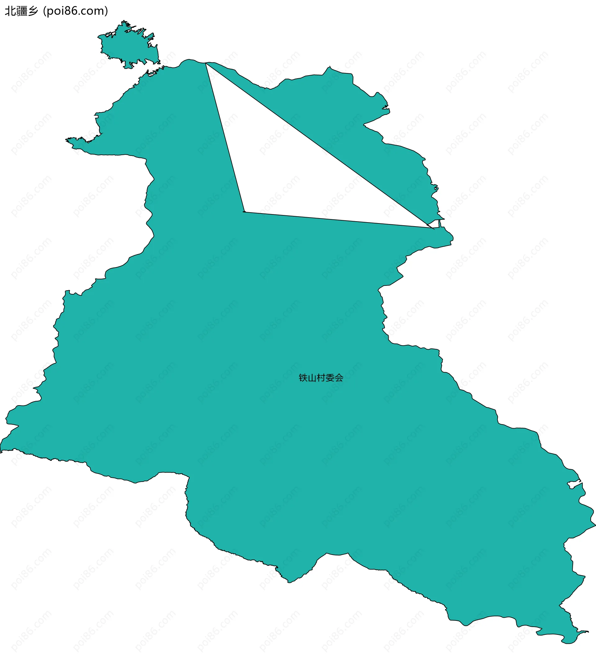 北疆乡边界地图(五级行政区划)
