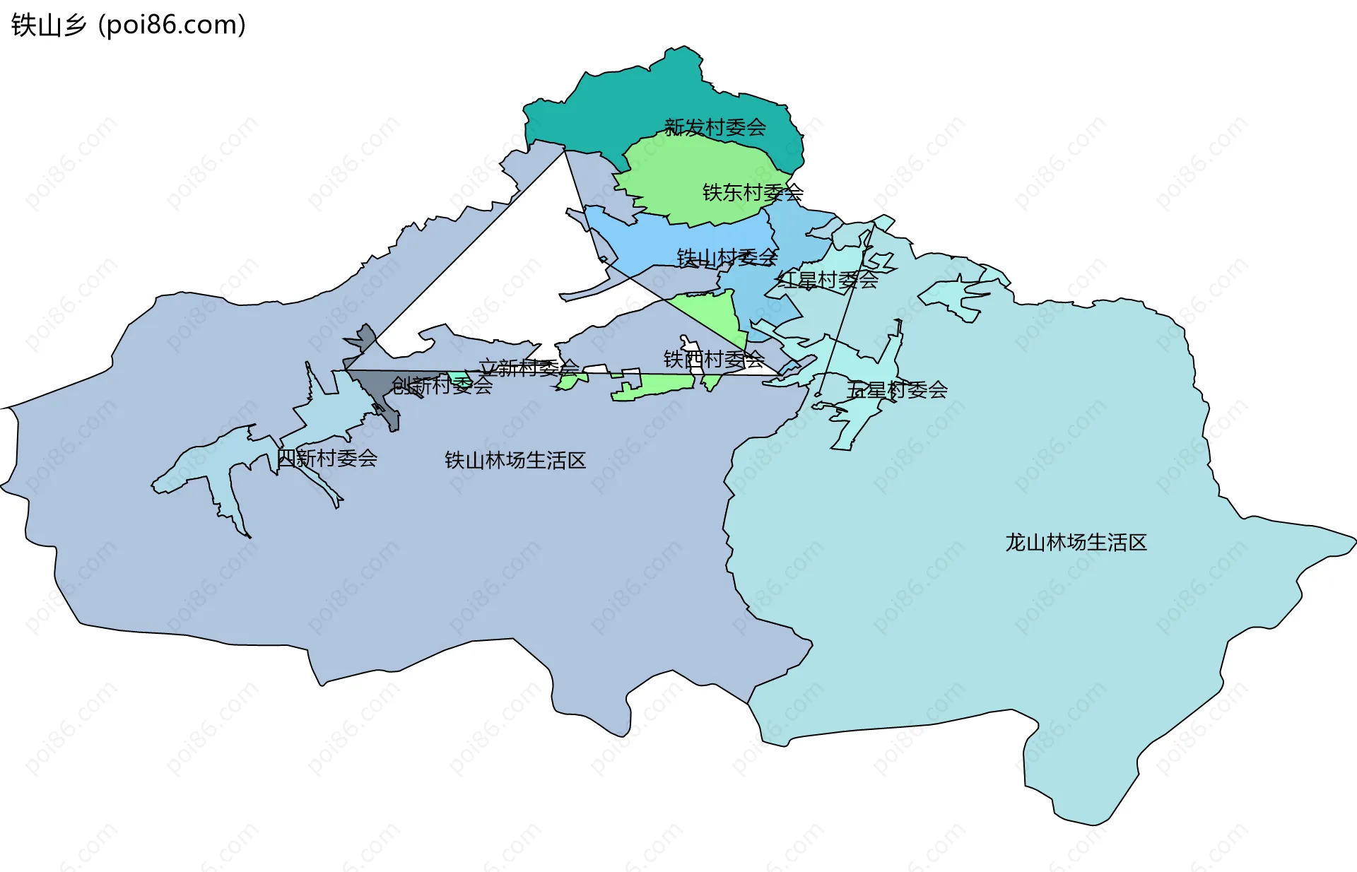 铁山乡边界地图(五级行政区划)