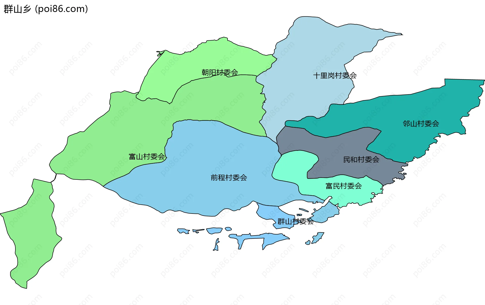 群山乡边界地图(五级行政区划)