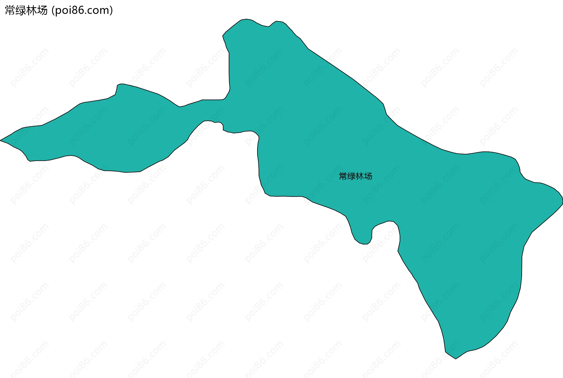 常绿林场边界地图(五级行政区划)