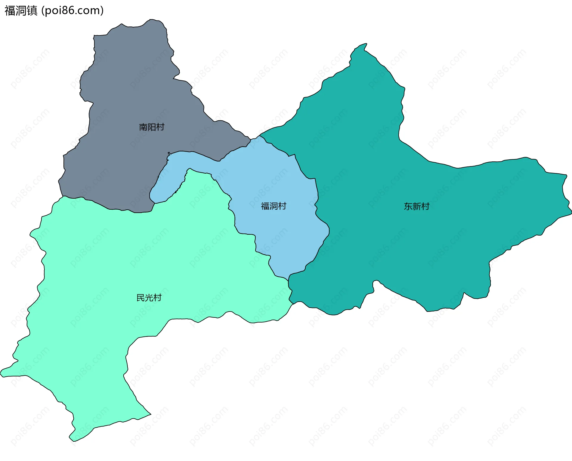 福洞镇边界地图(五级行政区划)