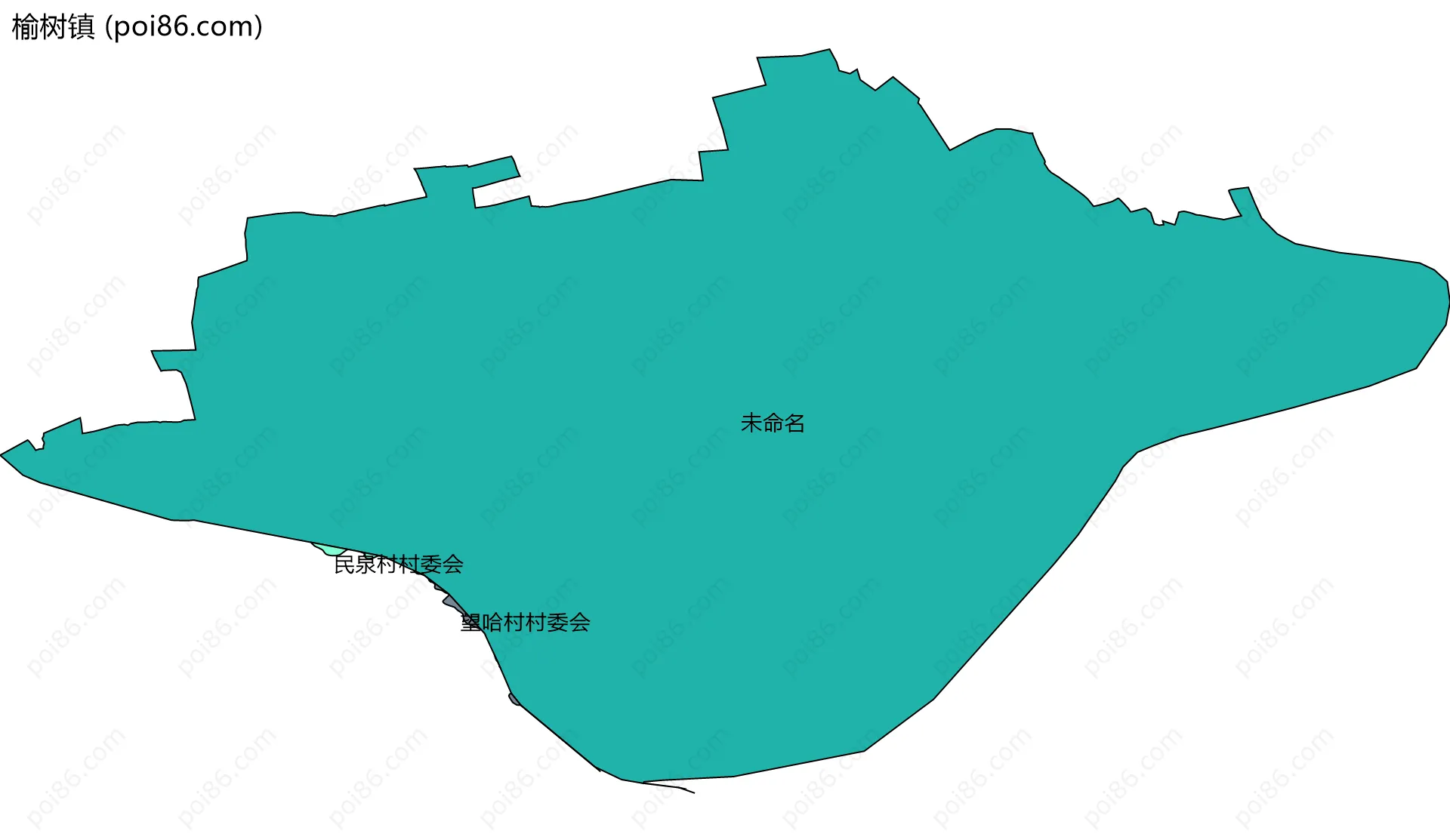 榆树镇边界地图(五级行政区划)