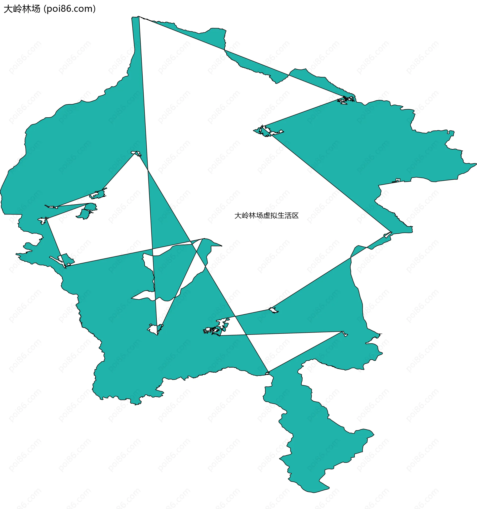 大岭林场边界地图(五级行政区划)