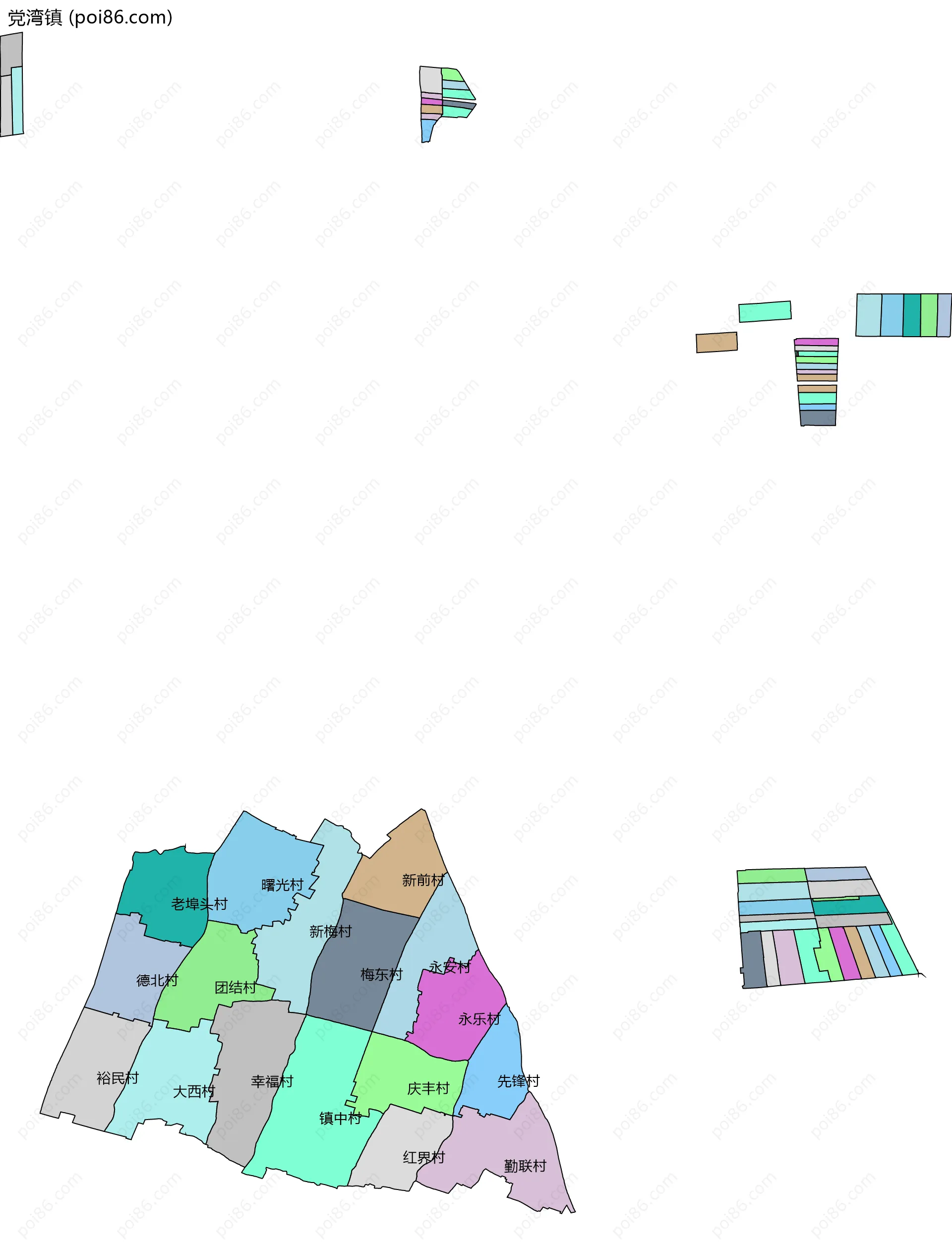 党湾镇边界地图(五级行政区划)