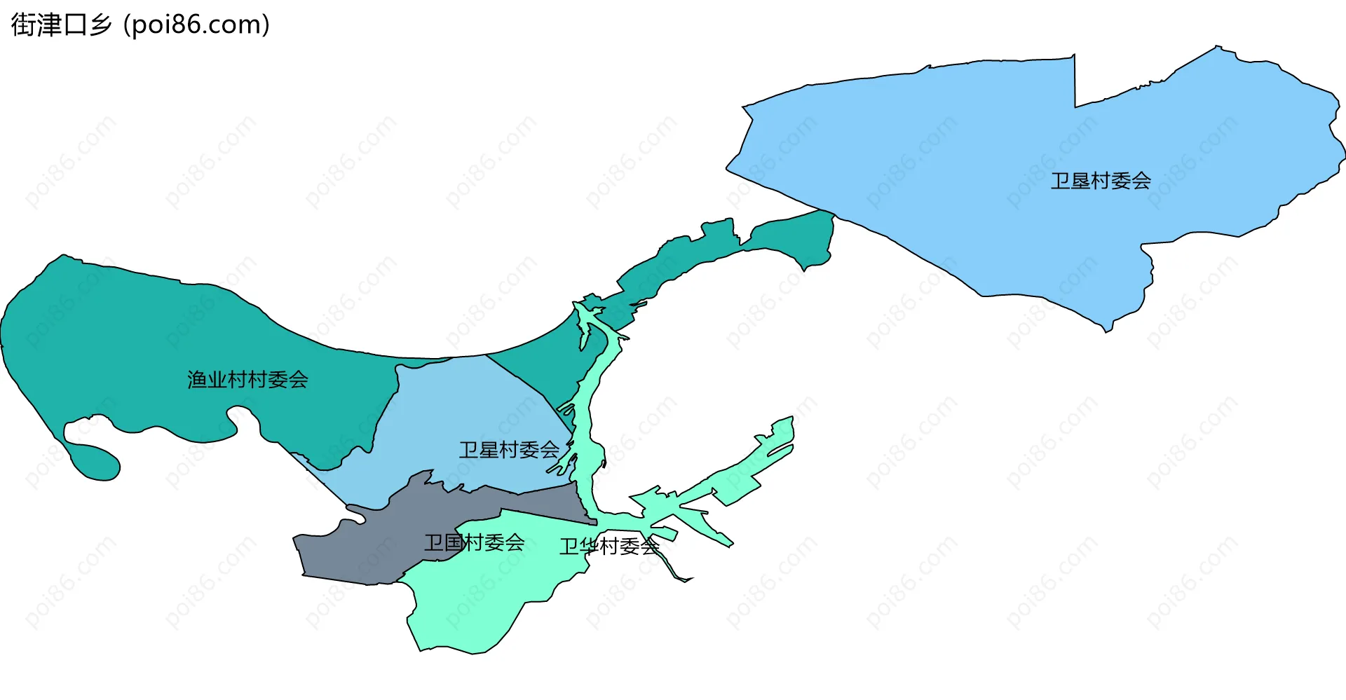 街津口乡边界地图(五级行政区划)