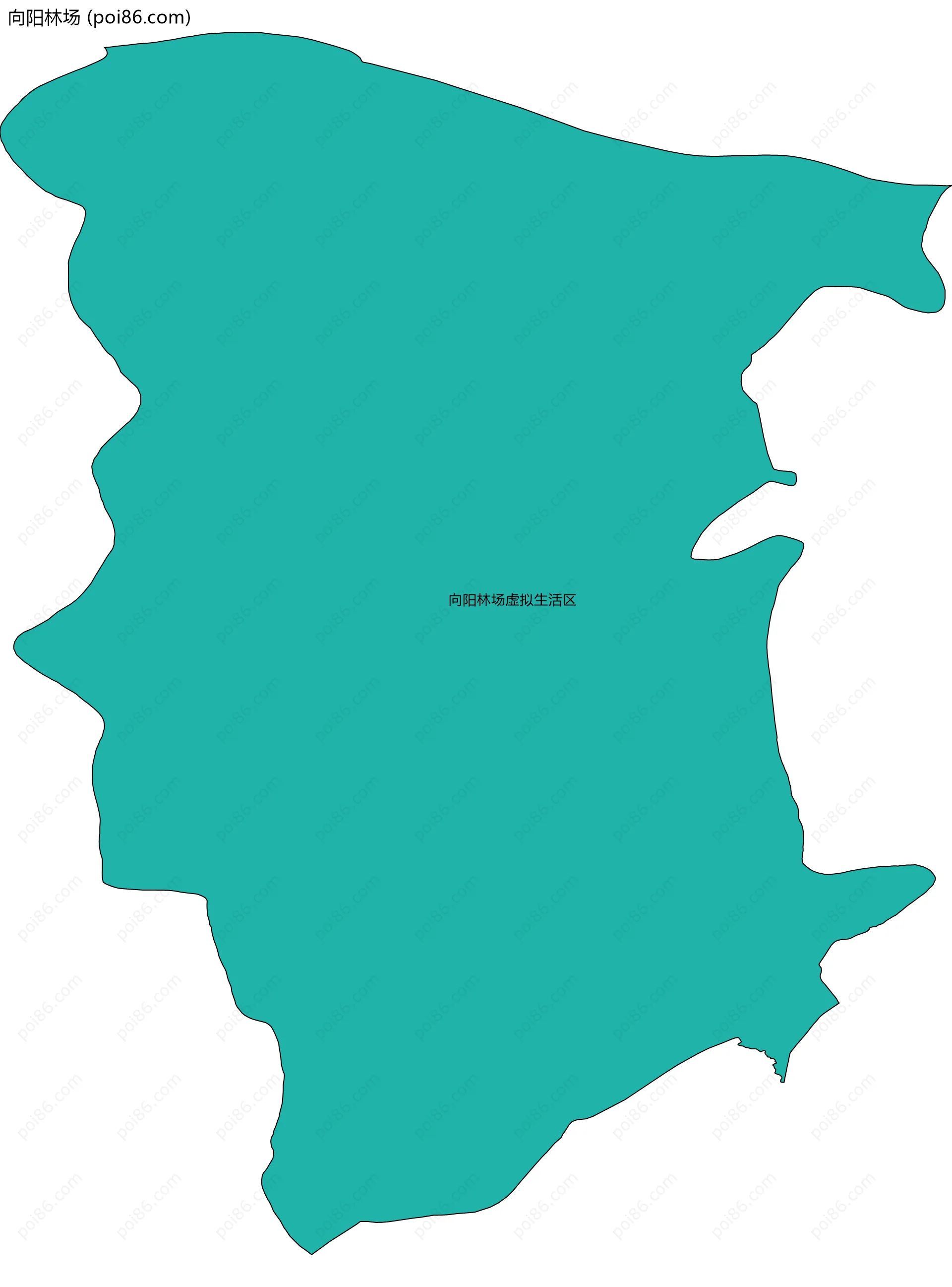 向阳林场边界地图(五级行政区划)