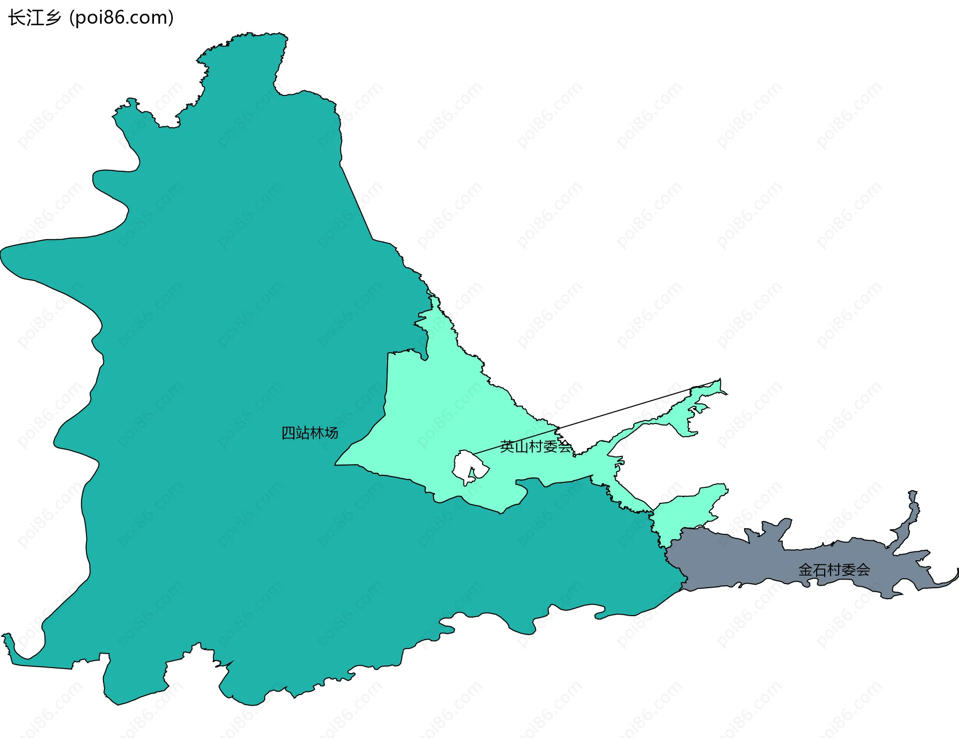 长江乡边界地图(五级行政区划)