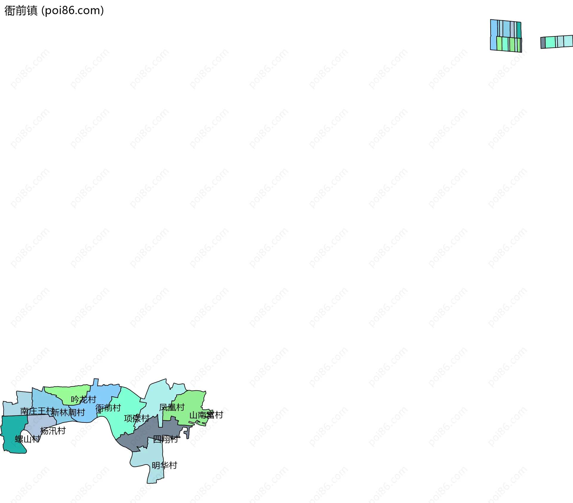 衙前镇边界地图(五级行政区划)