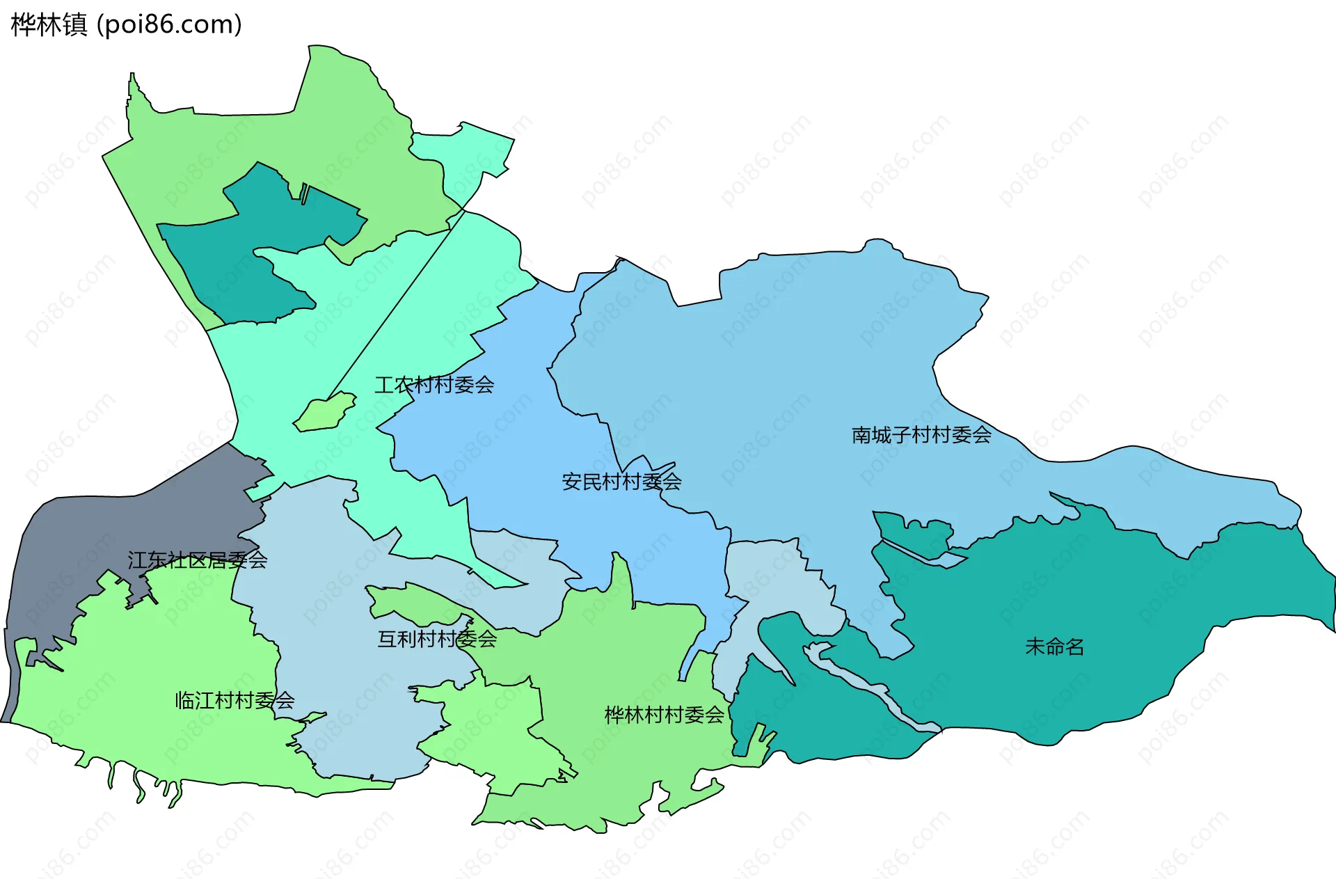 桦林镇边界地图(五级行政区划)