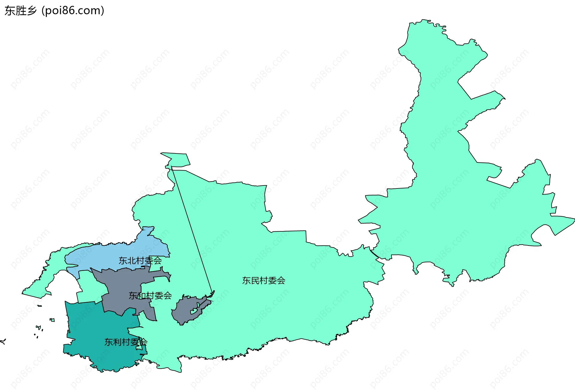 东胜乡边界地图(五级行政区划)