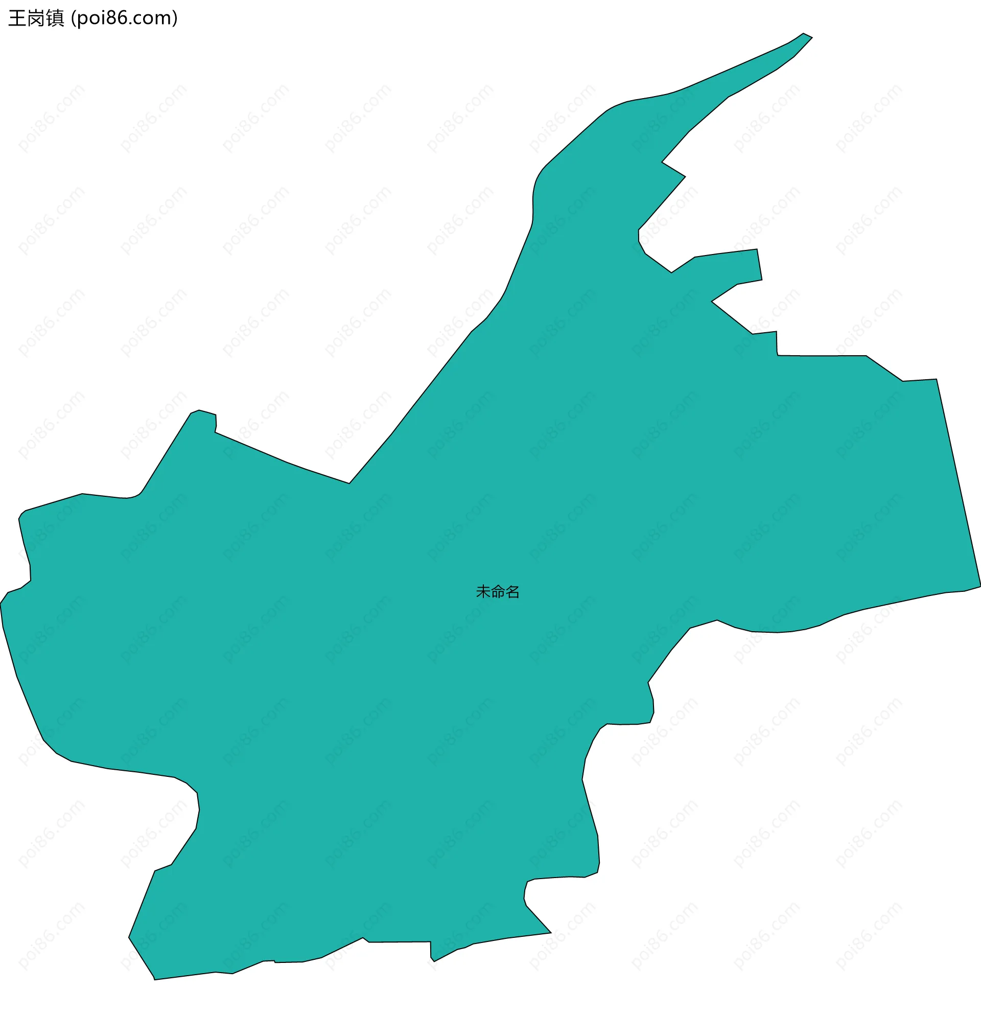 王岗镇边界地图(五级行政区划)