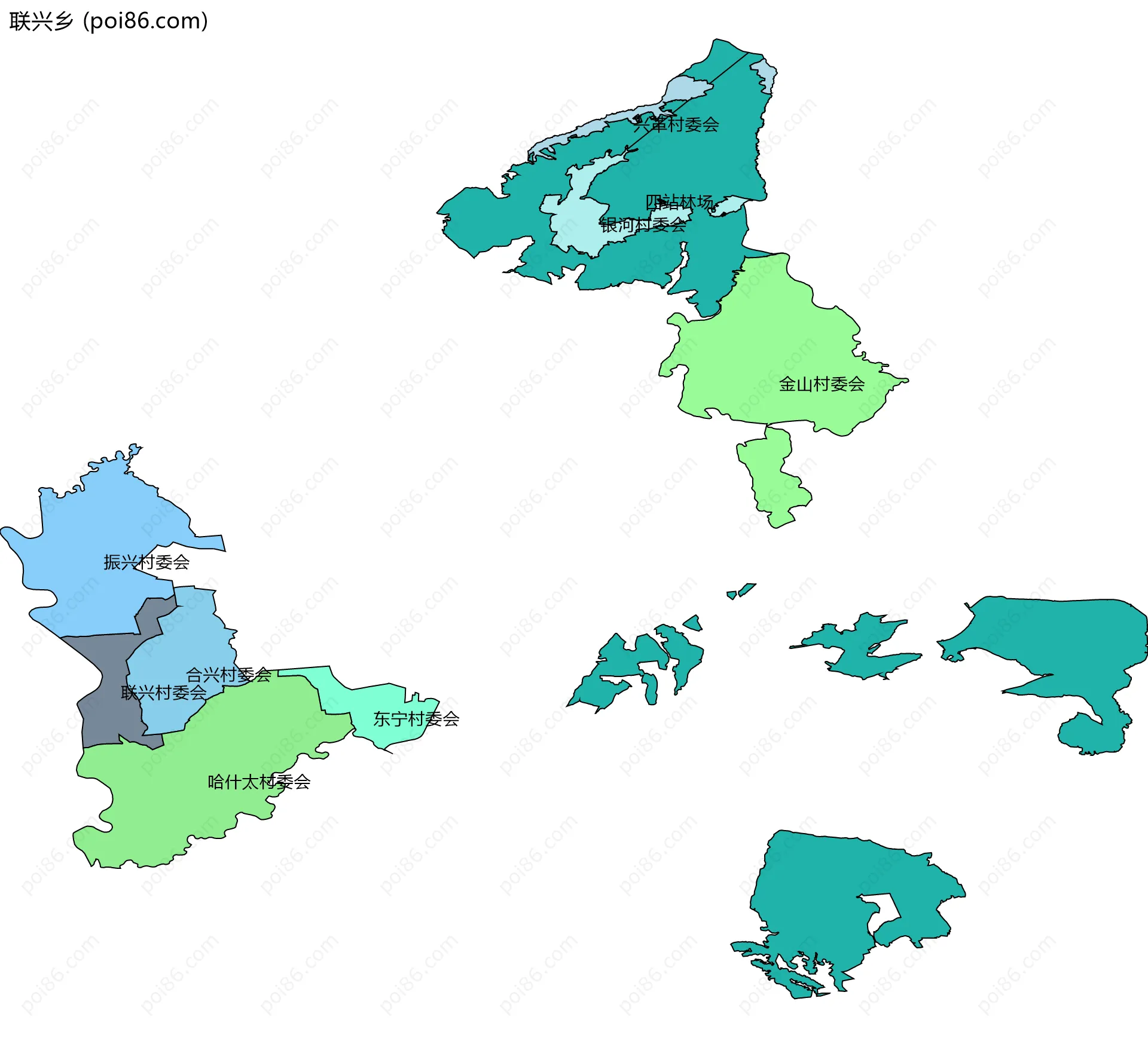 联兴乡边界地图(五级行政区划)