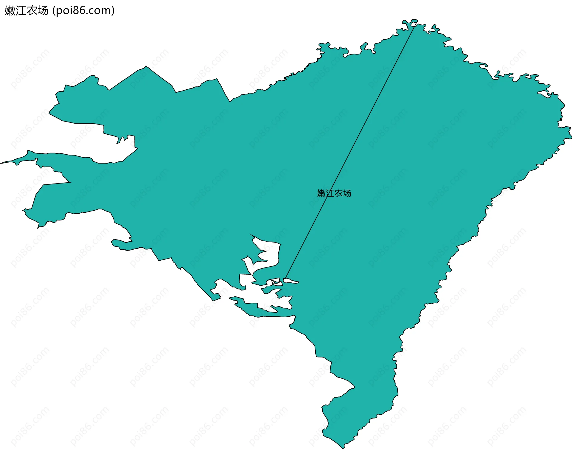 嫩江农场边界地图(五级行政区划)