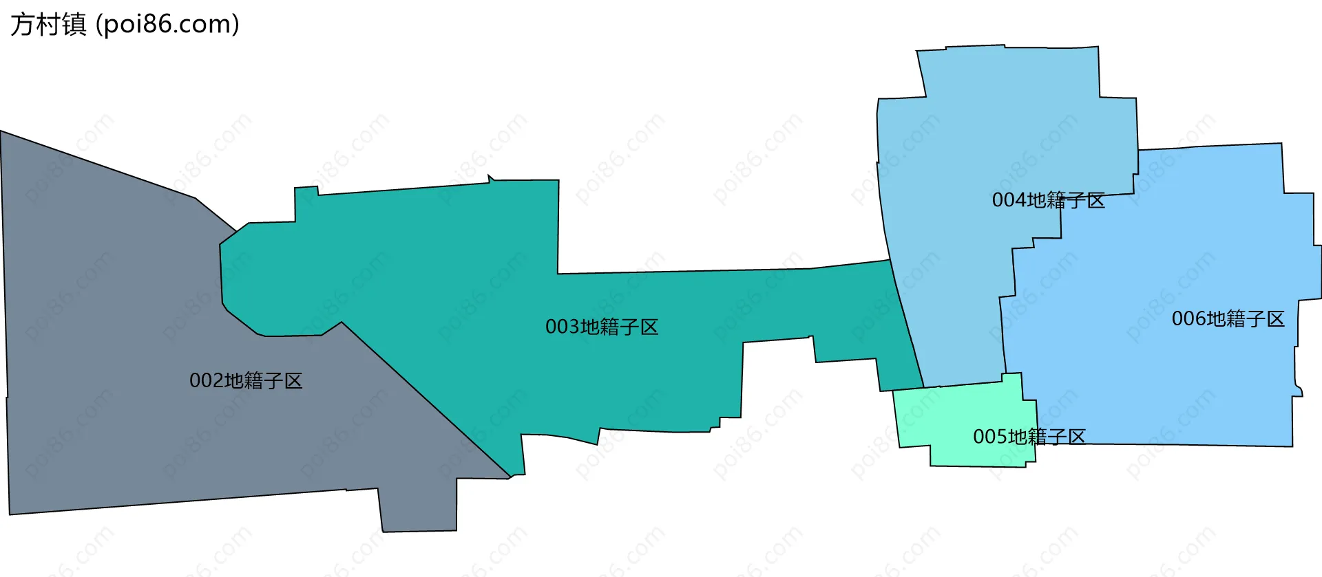 方村镇边界地图(五级行政区划)