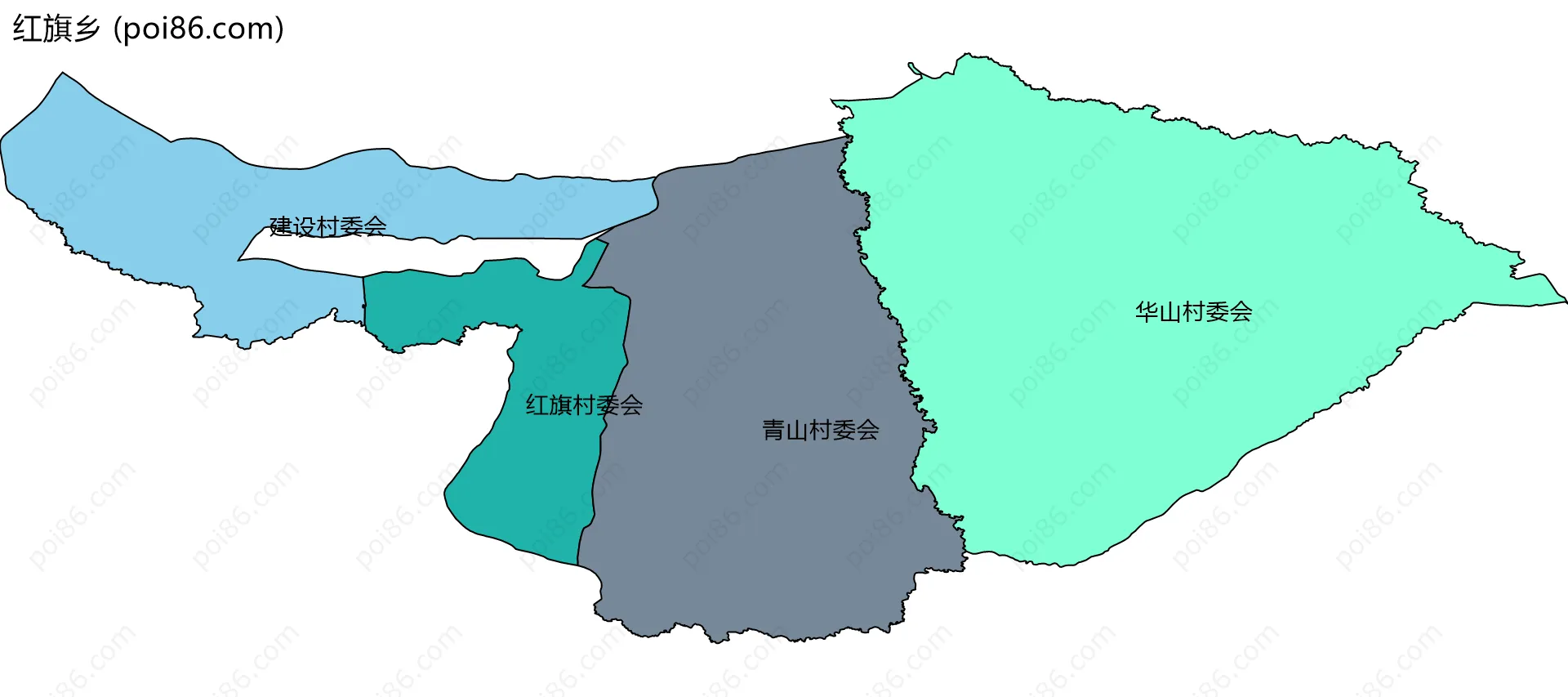 红旗乡边界地图(五级行政区划)