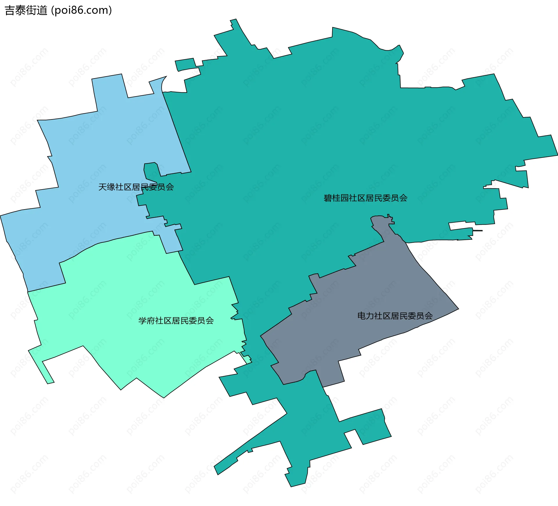 吉泰街道边界地图(五级行政区划)