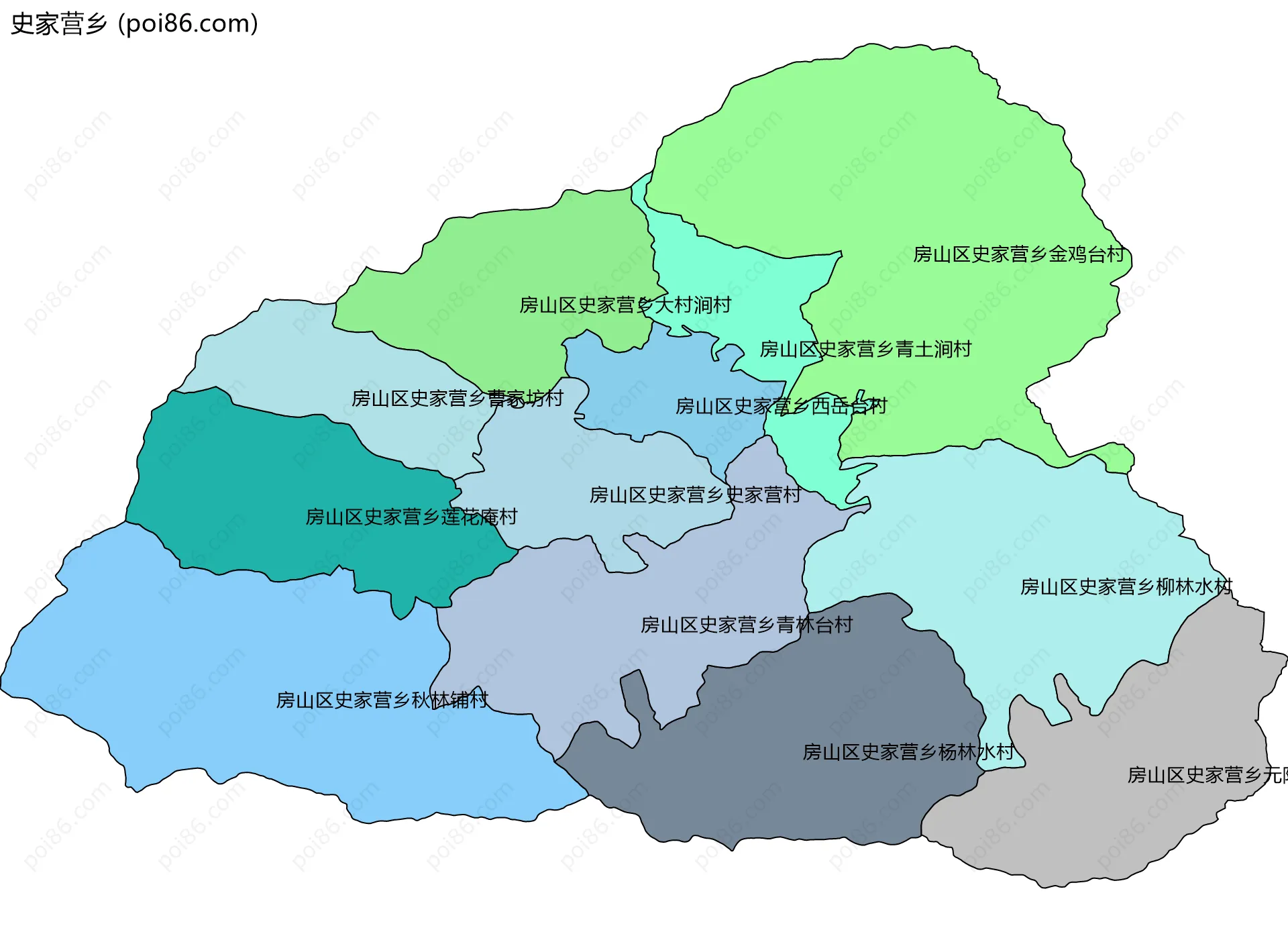 史家营乡边界地图(五级行政区划)