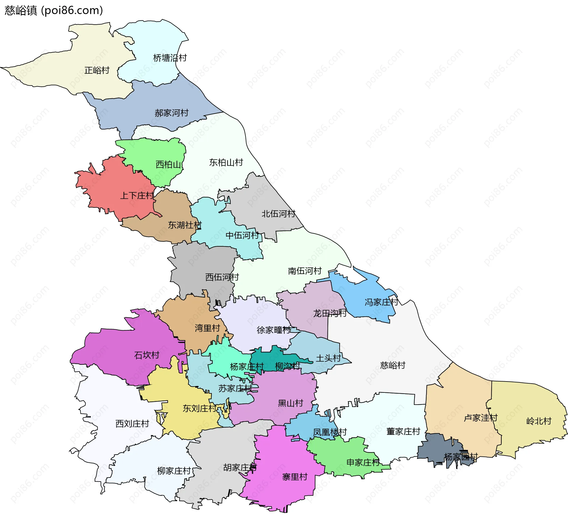 慈峪镇边界地图(五级行政区划)