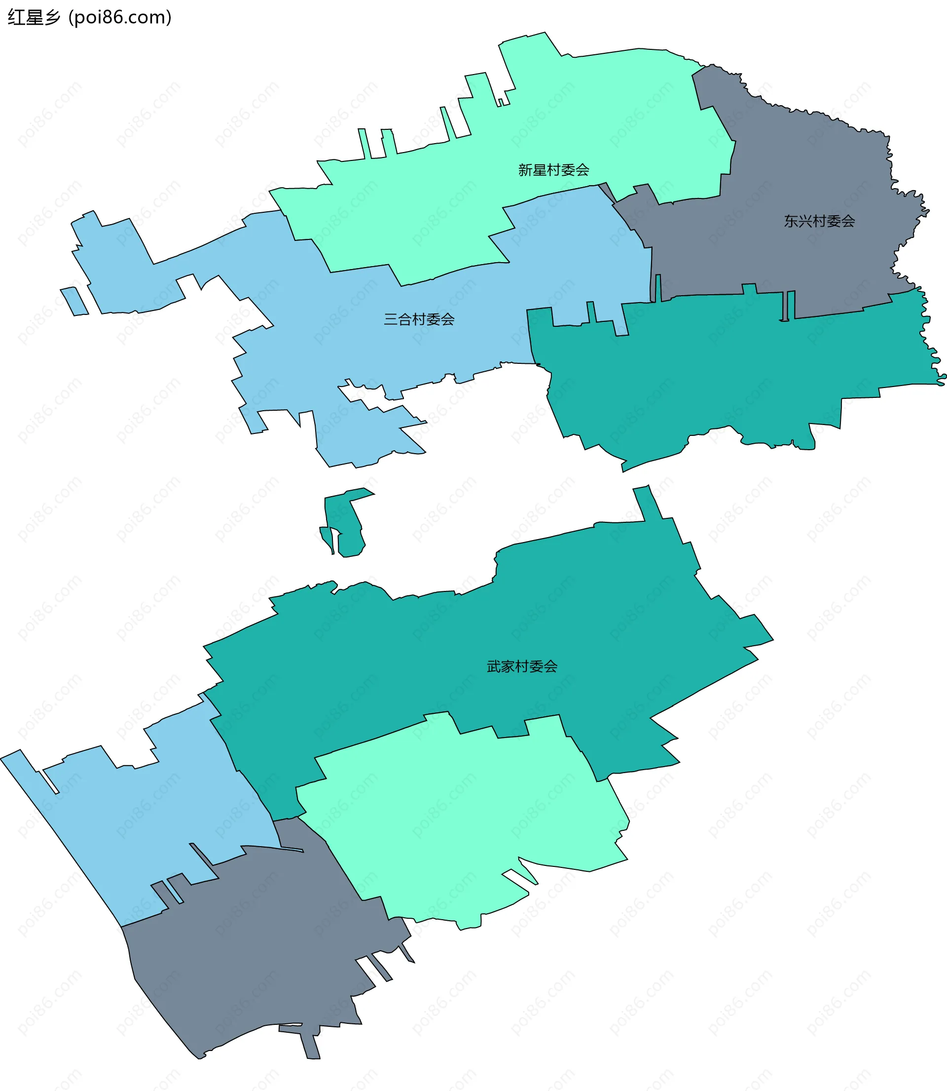 红星乡边界地图(五级行政区划)