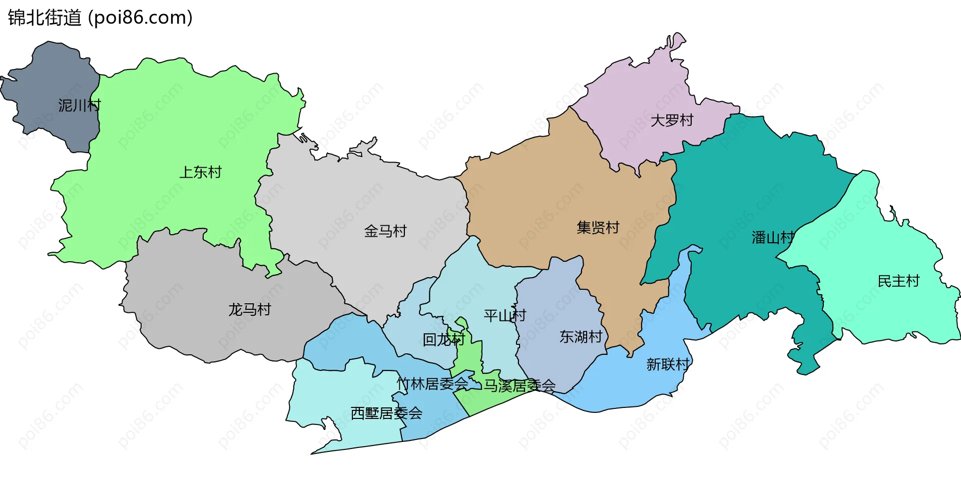 锦北街道边界地图(五级行政区划)