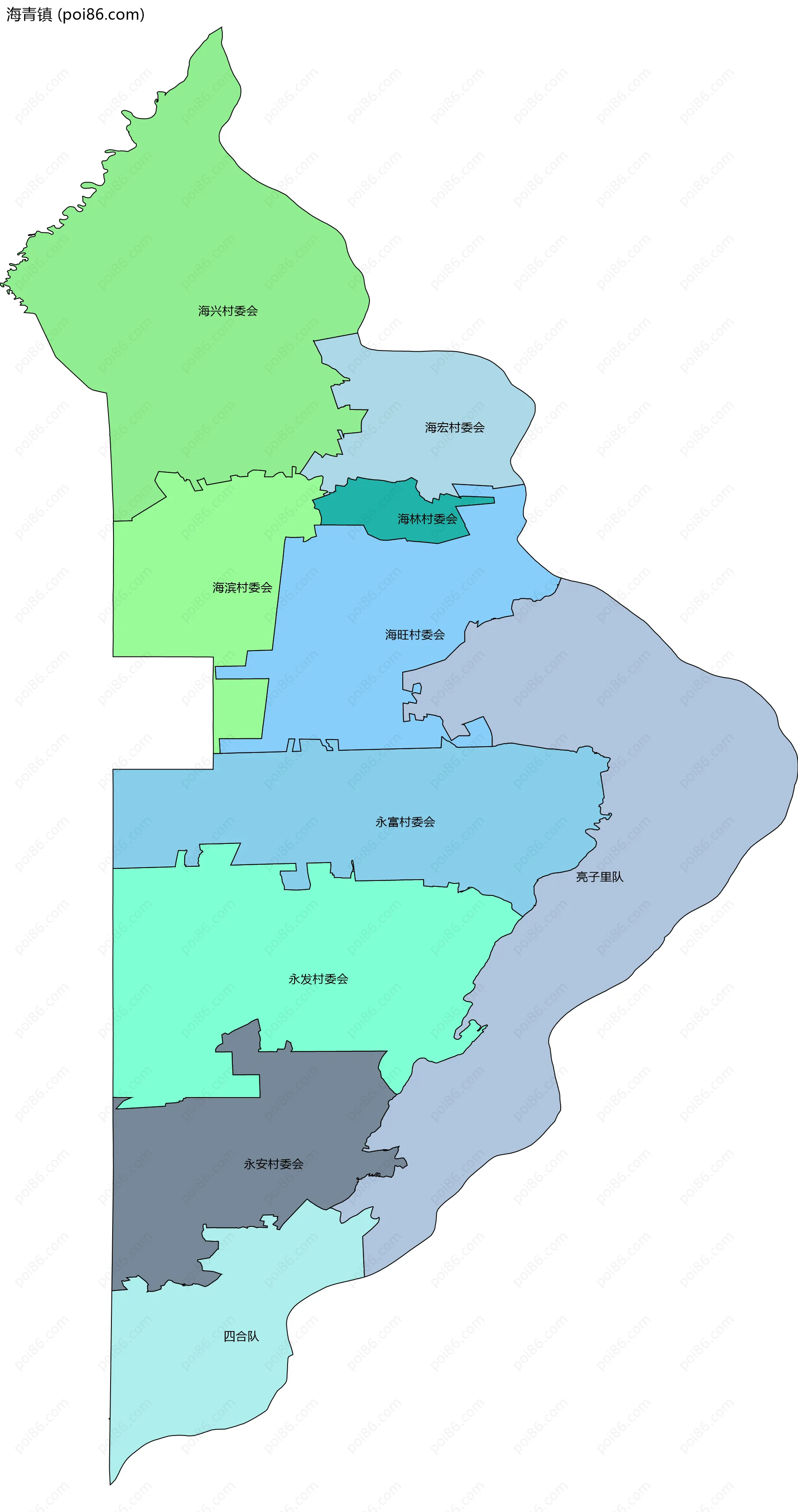 海青镇边界地图(五级行政区划)