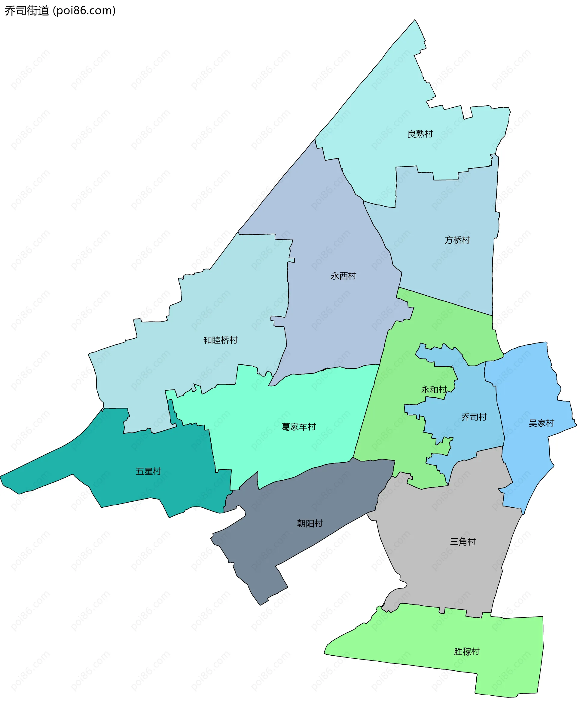 乔司街道边界地图(五级行政区划)