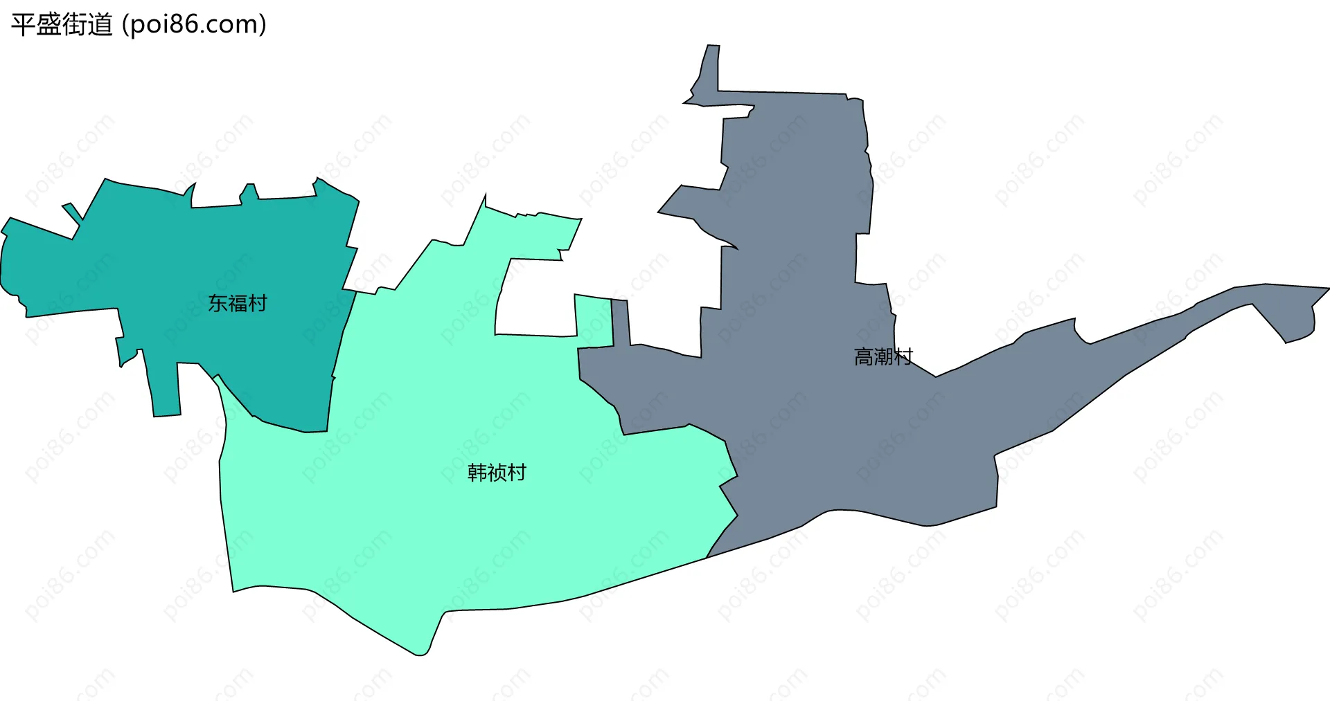 平盛街道边界地图(五级行政区划)