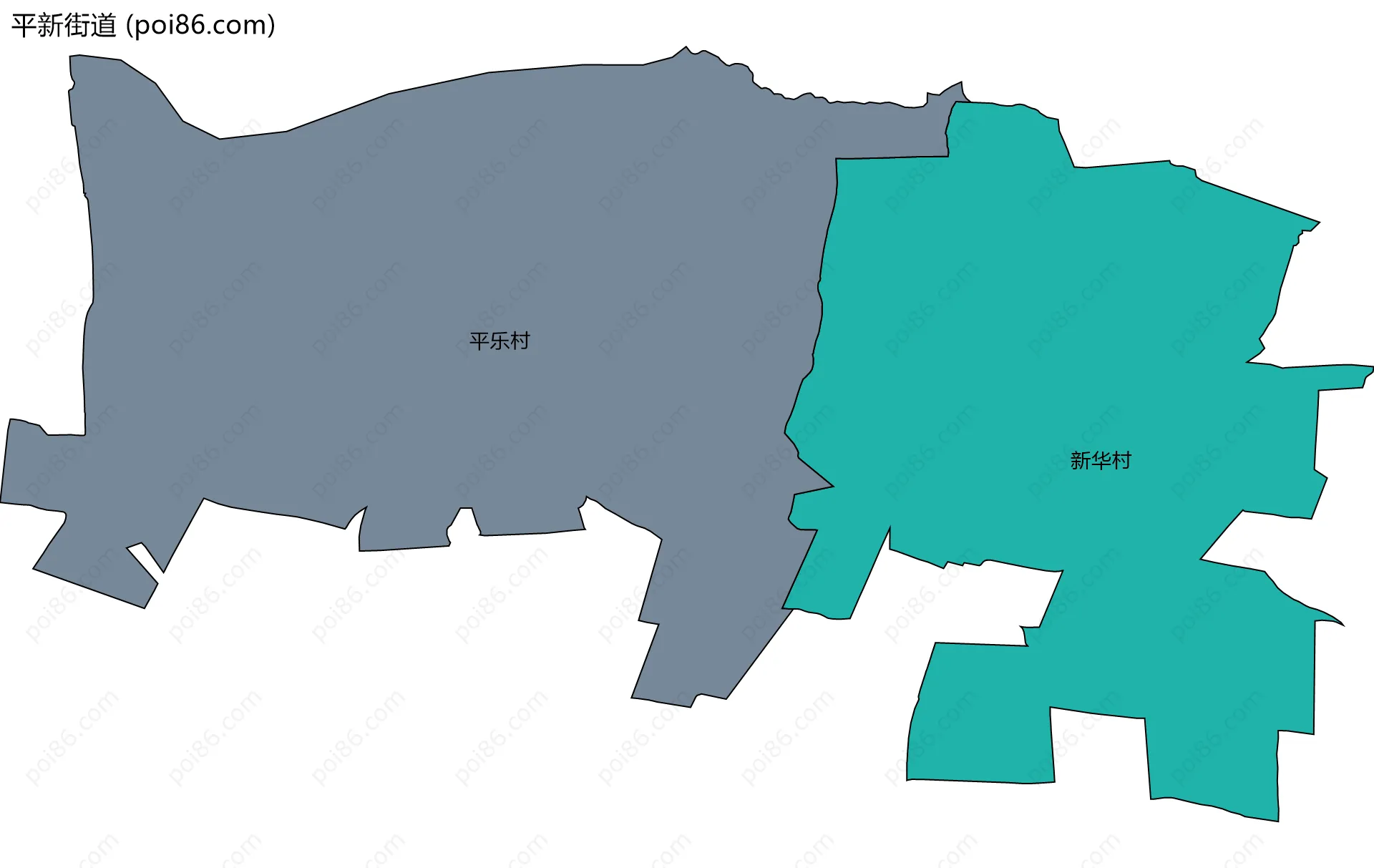 平新街道边界地图(五级行政区划)
