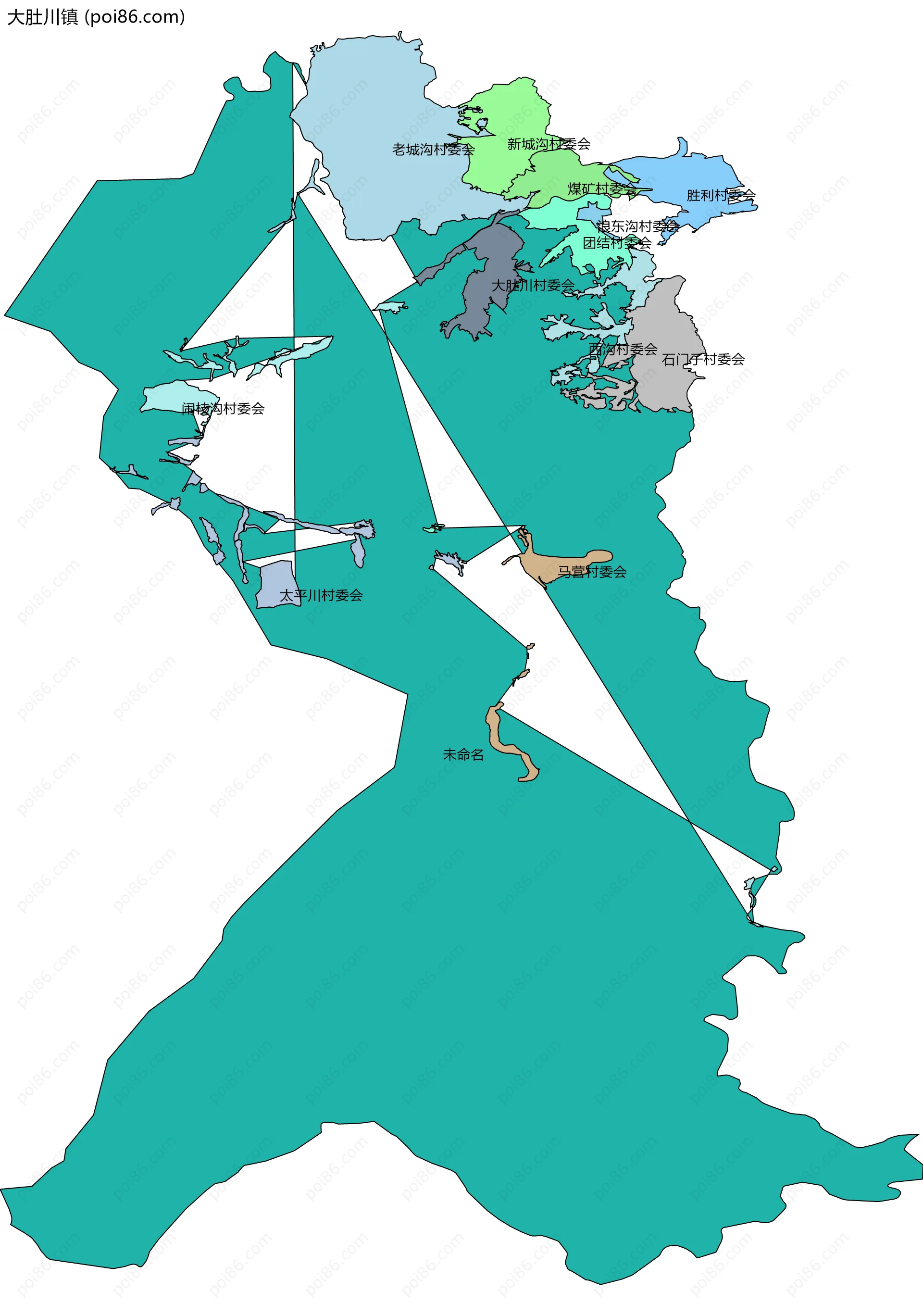 大肚川镇边界地图(五级行政区划)