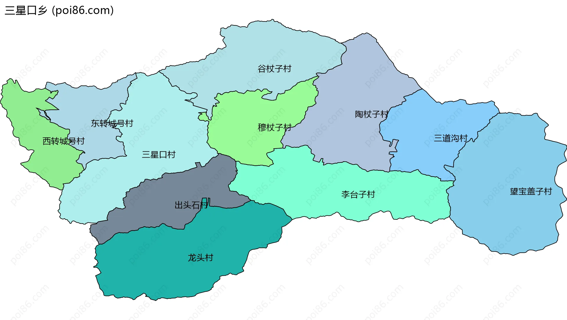 三星口乡边界地图(五级行政区划)