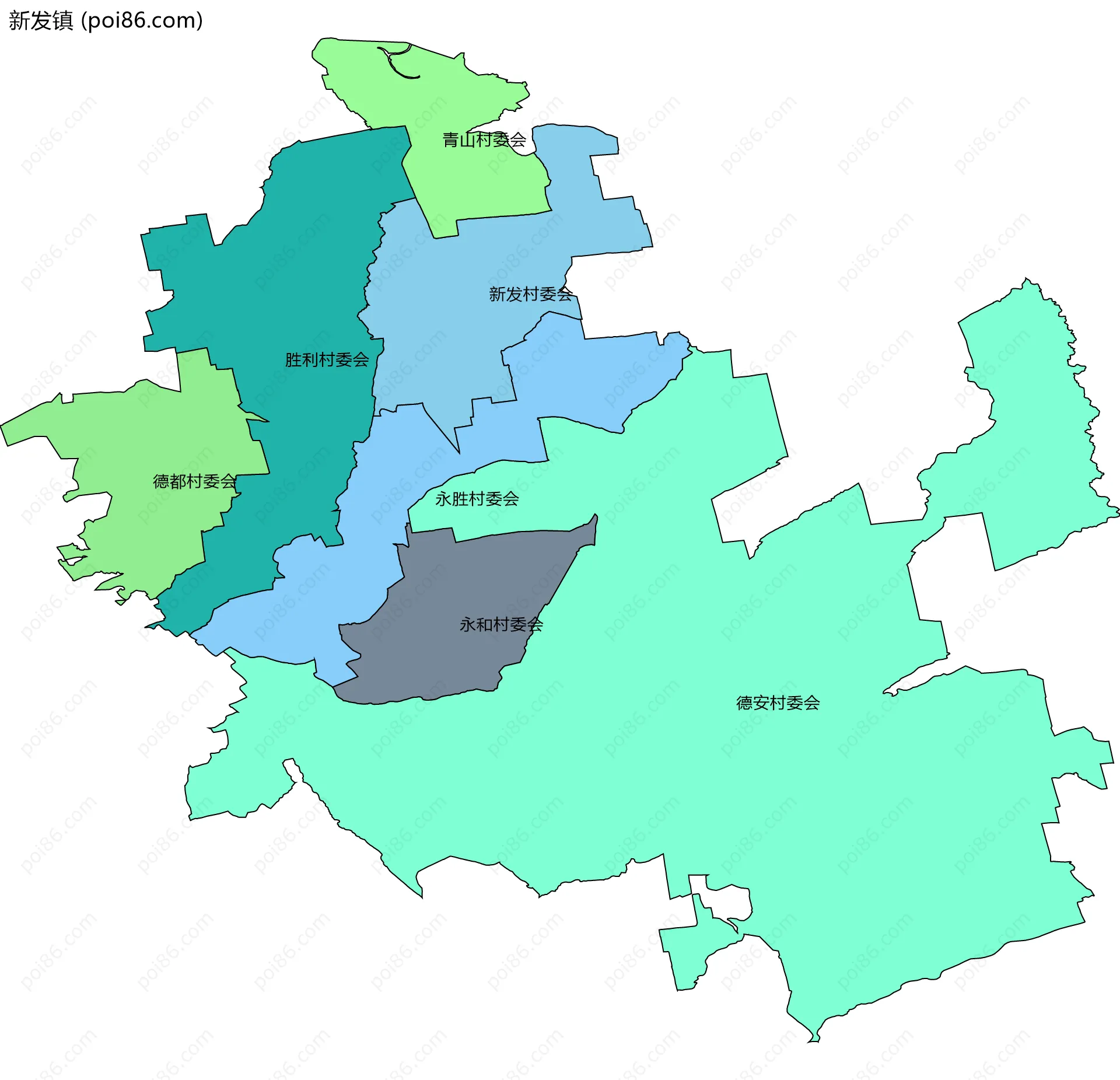 新发镇边界地图(五级行政区划)