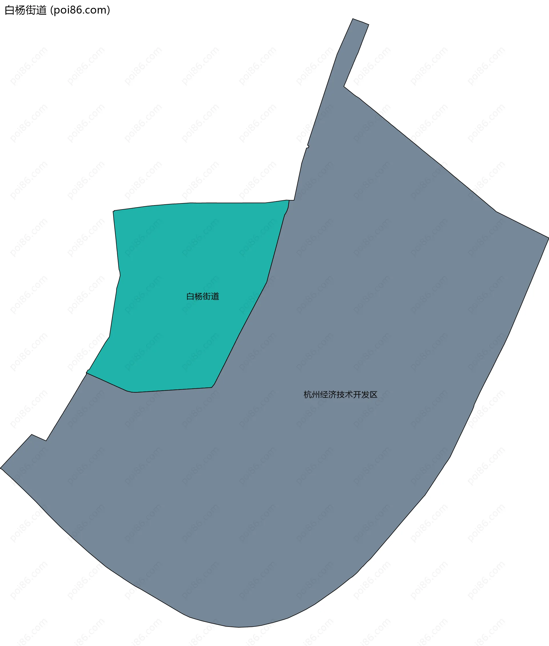 白杨街道边界地图(五级行政区划)