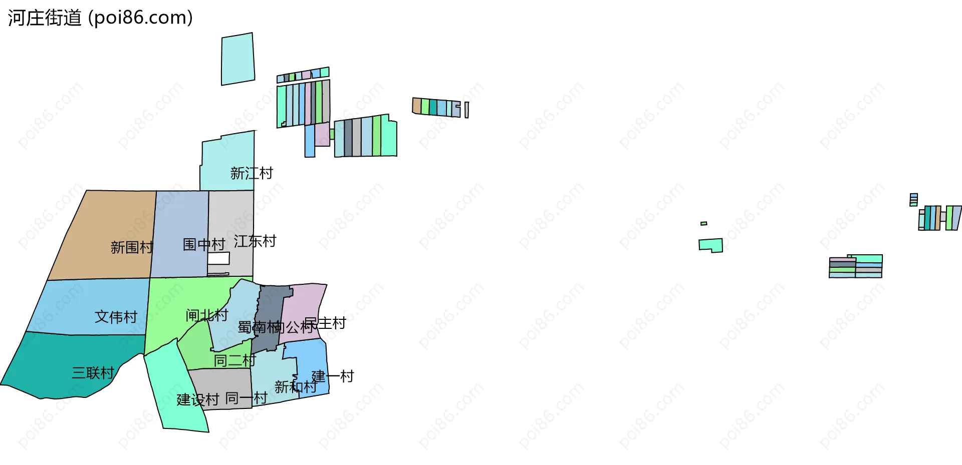 河庄街道边界地图(五级行政区划)