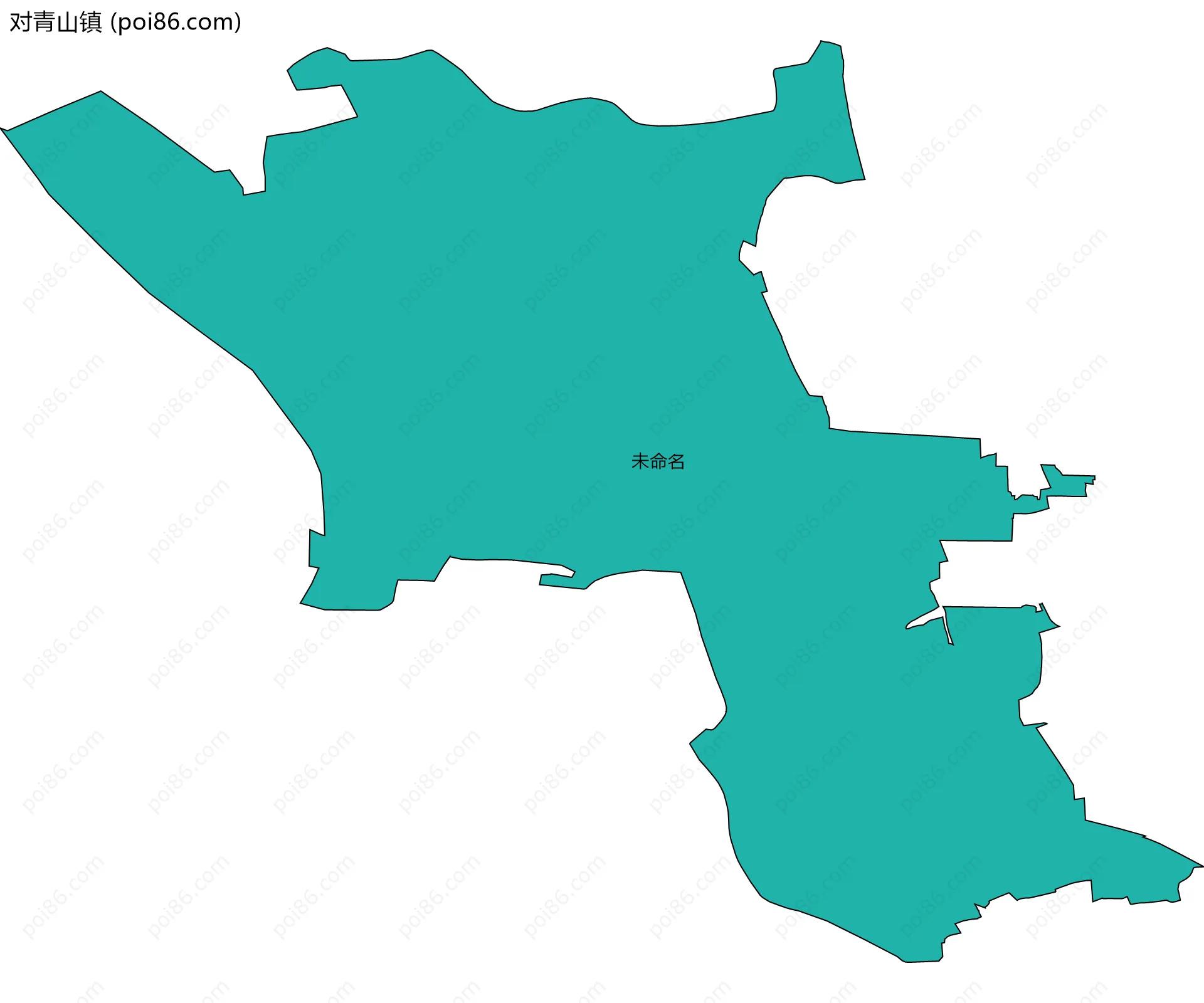 对青山镇边界地图(五级行政区划)
