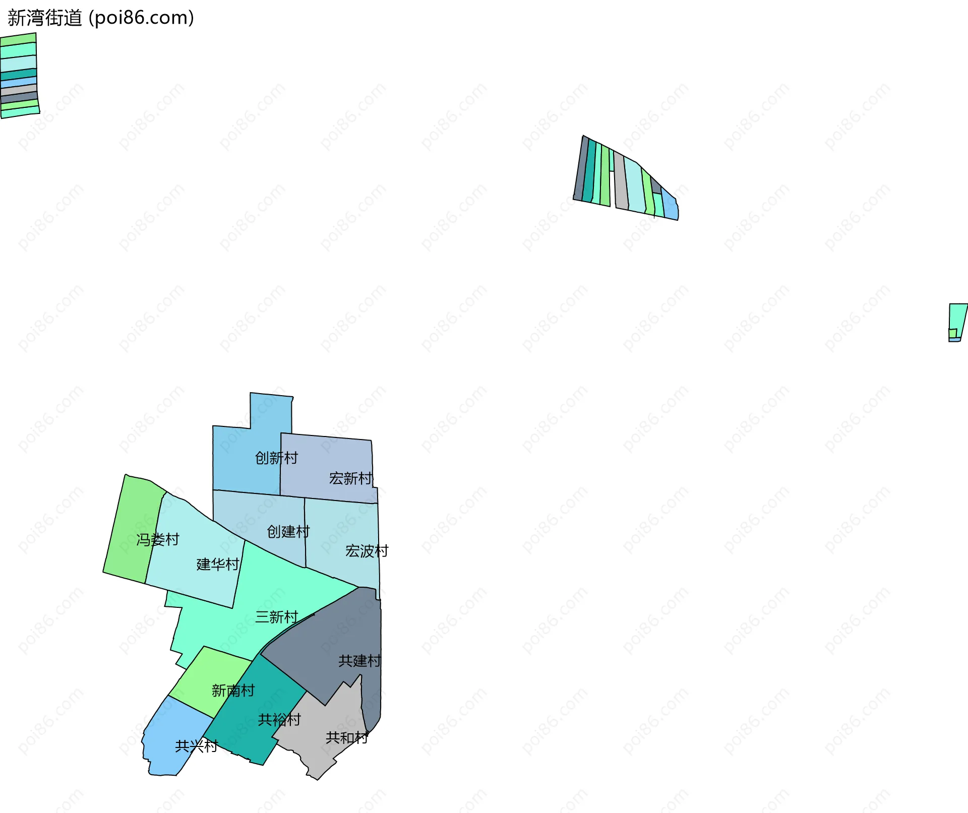 新湾街道边界地图(五级行政区划)