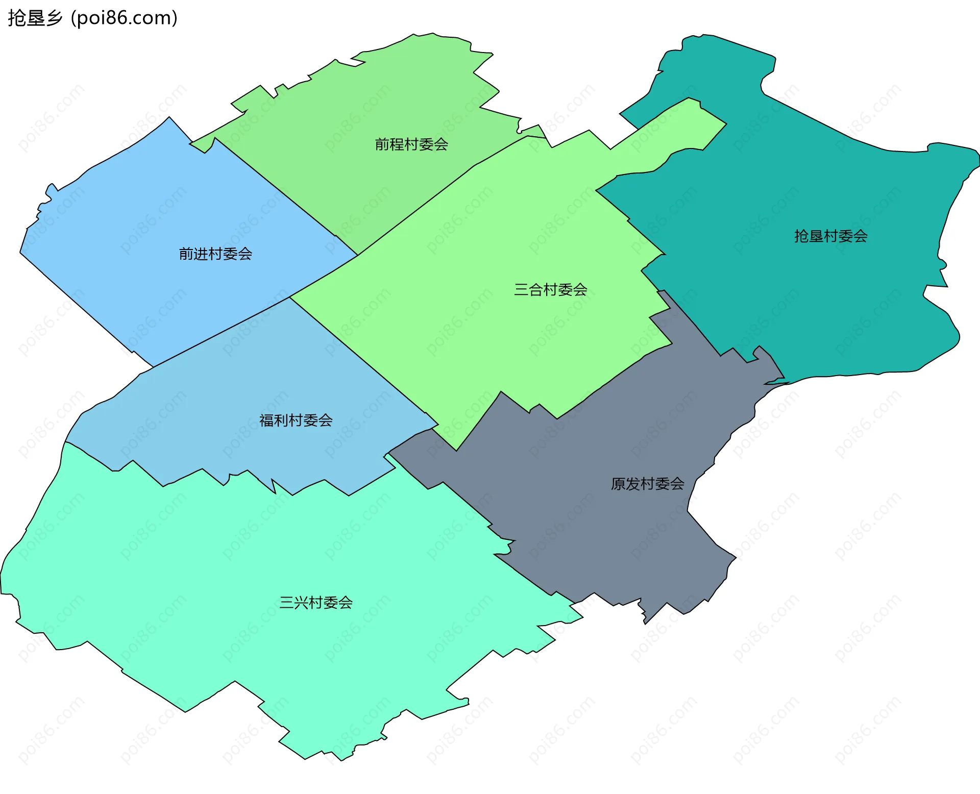 抢垦乡边界地图(五级行政区划)