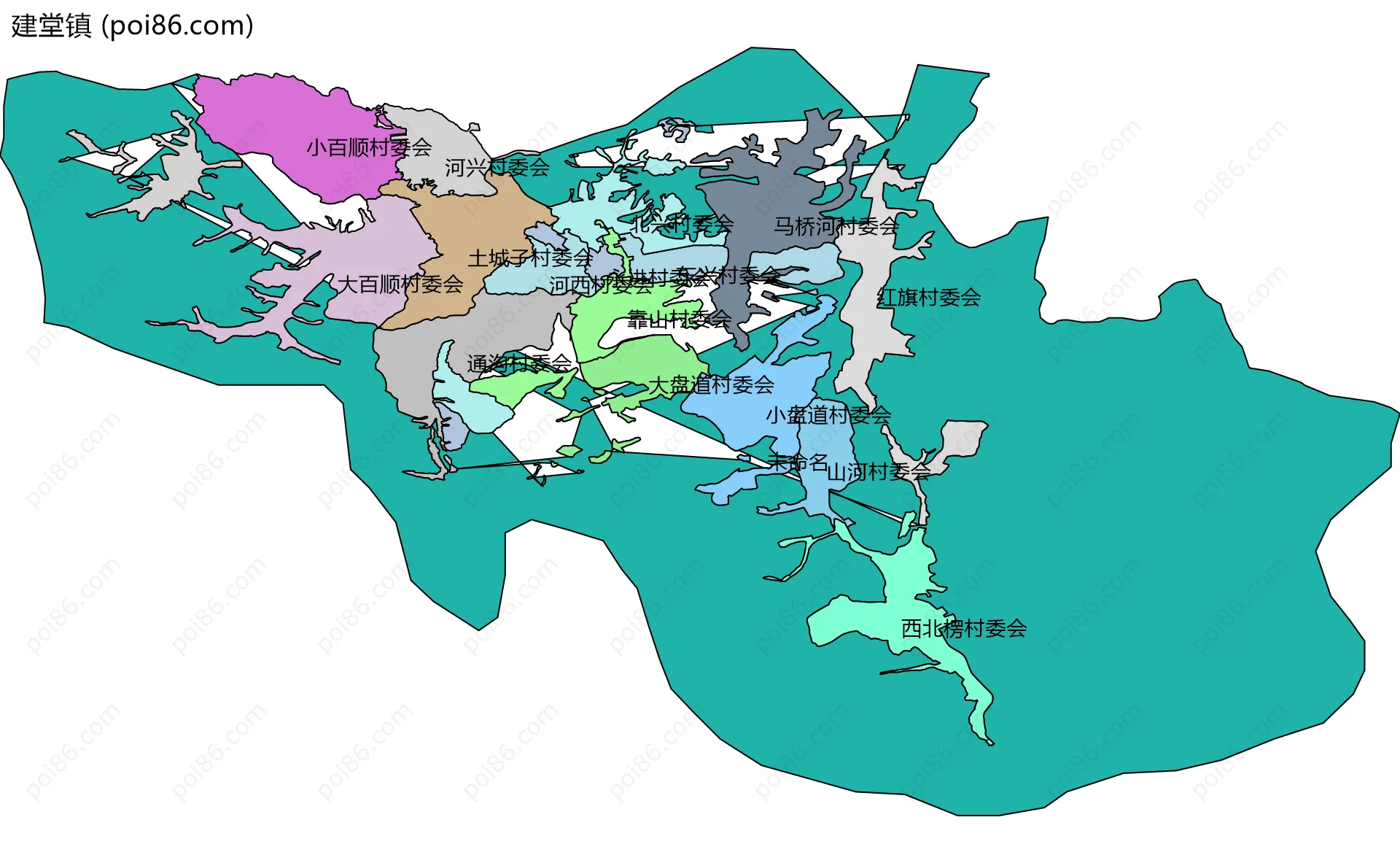 建堂镇边界地图(五级行政区划)