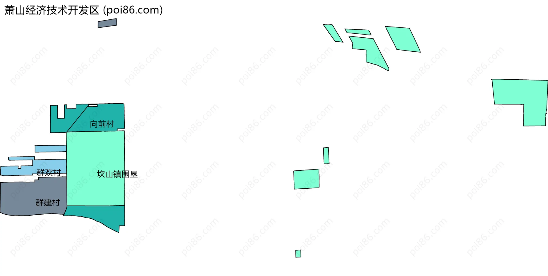 萧山经济技术开发区边界地图(五级行政区划)