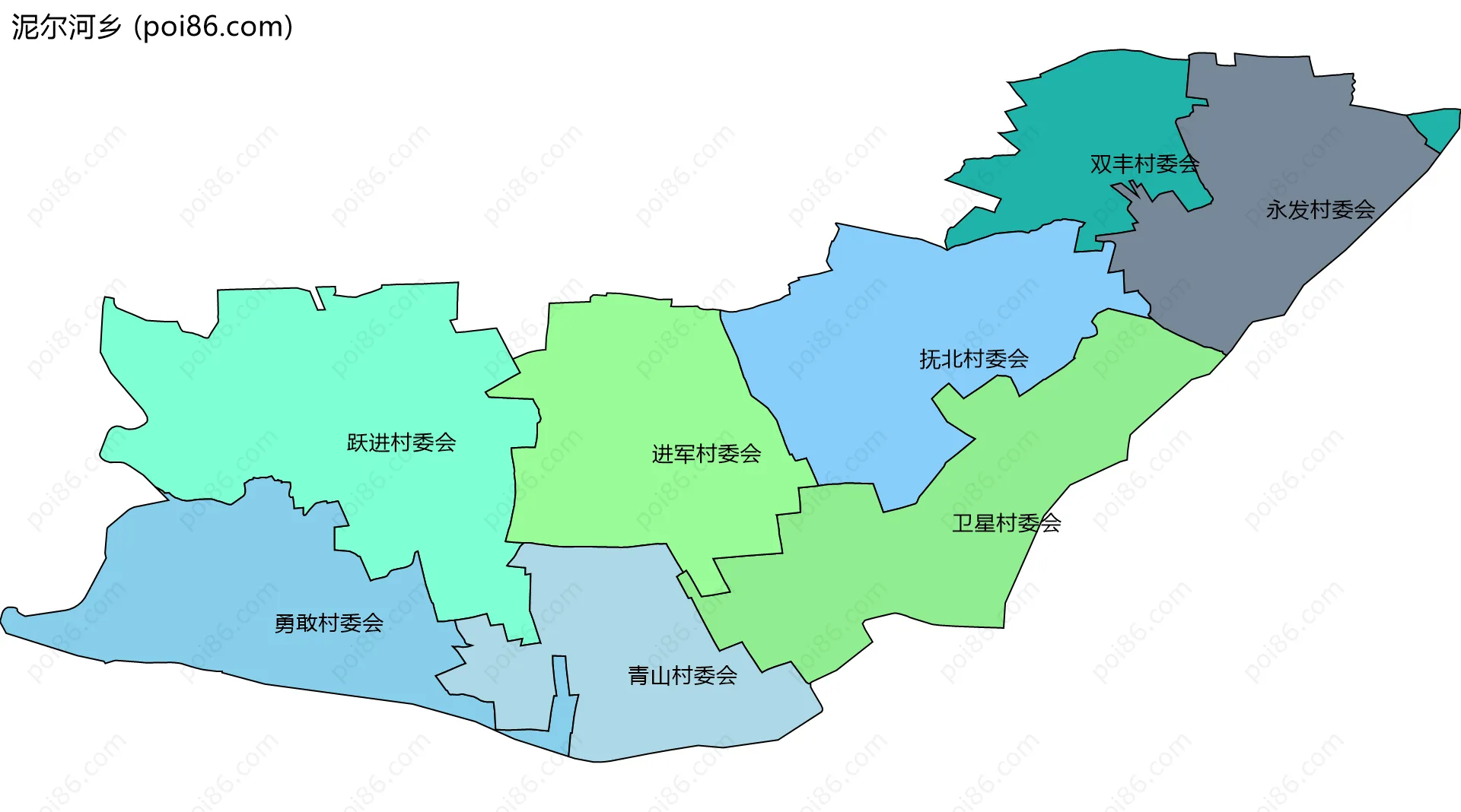 泥尔河乡边界地图(五级行政区划)