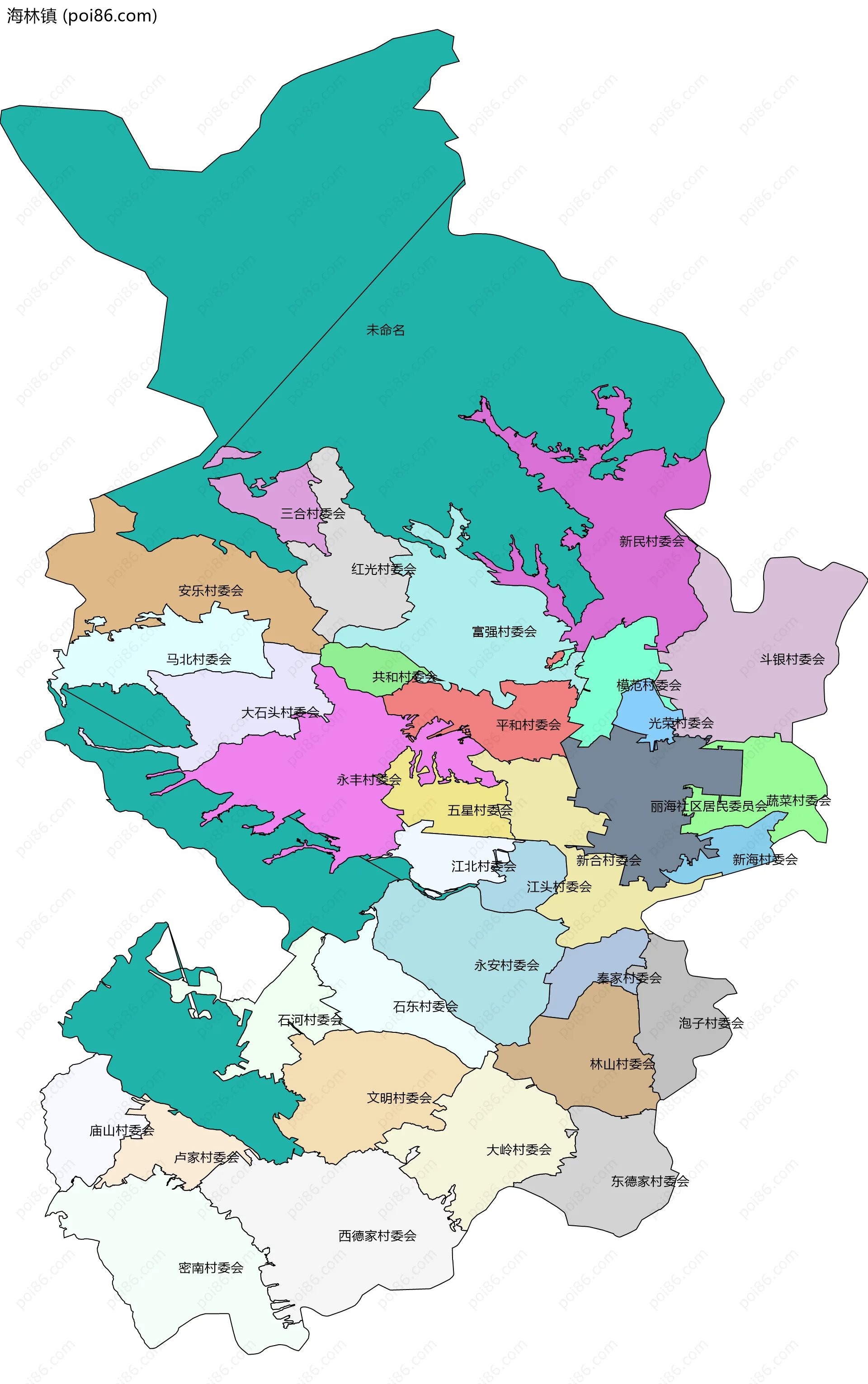 海林镇边界地图(五级行政区划)