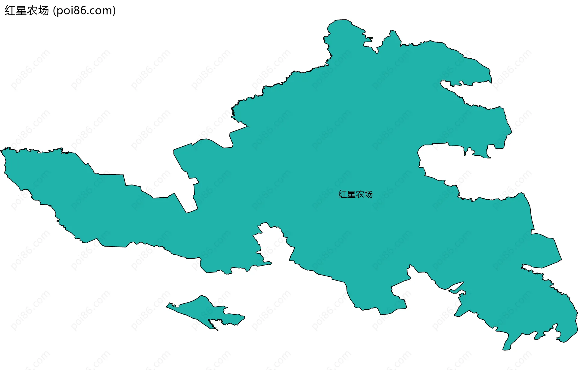 红星农场边界地图(五级行政区划)