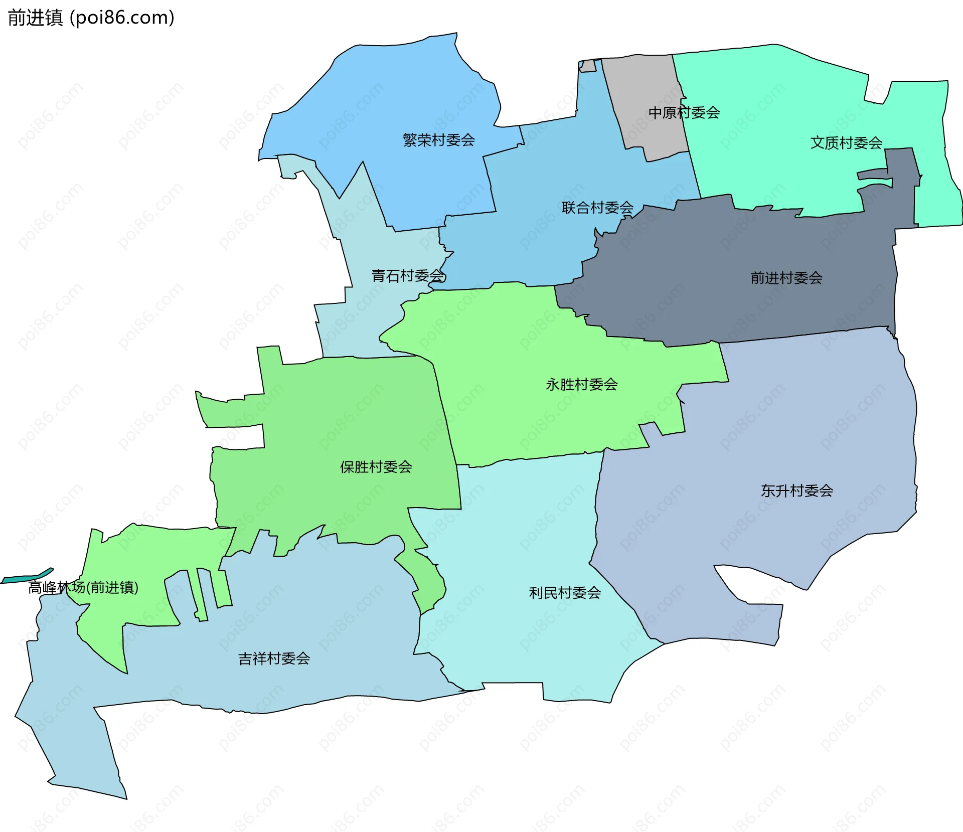 前进镇边界地图(五级行政区划)