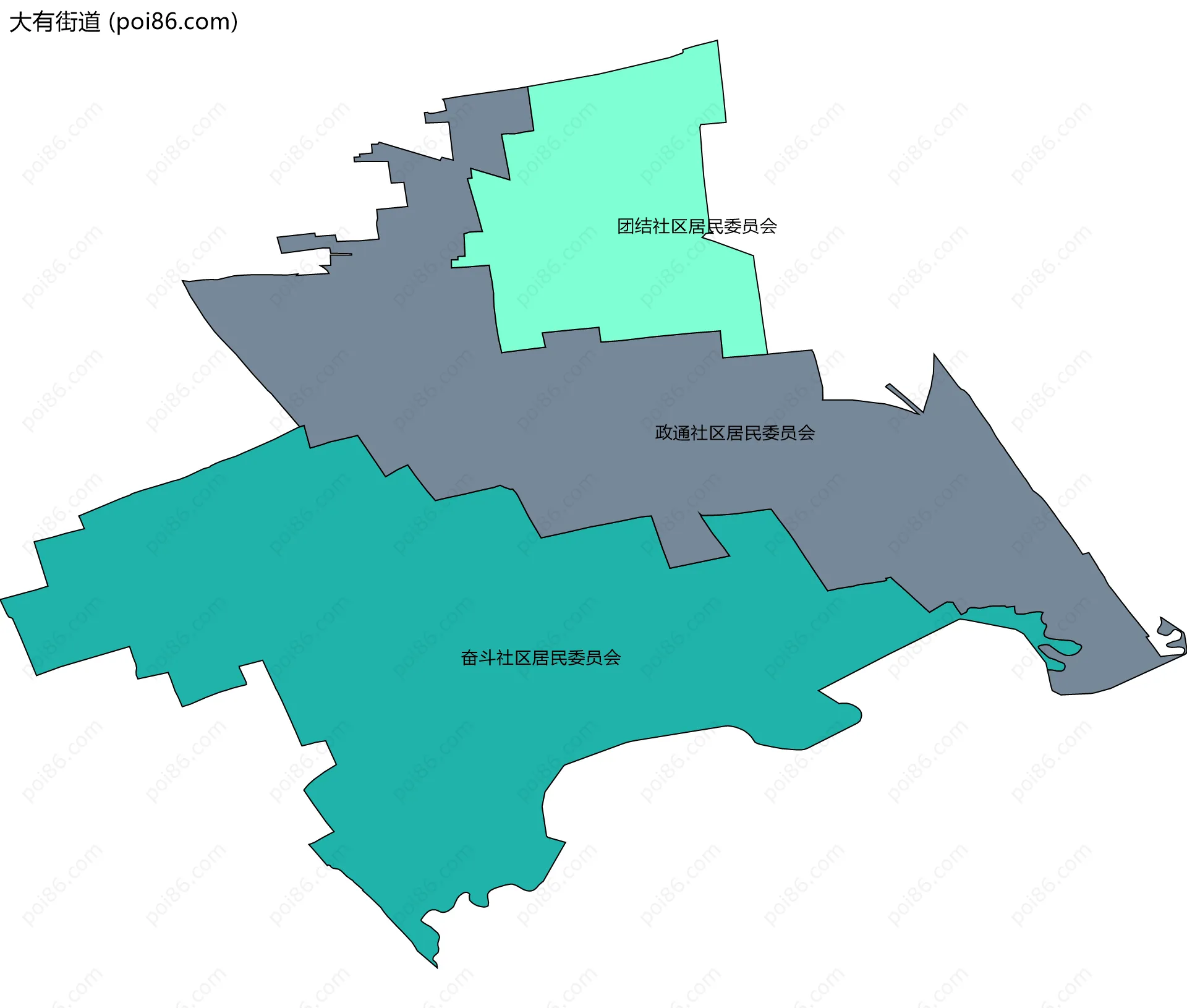 大有街道边界地图(五级行政区划)