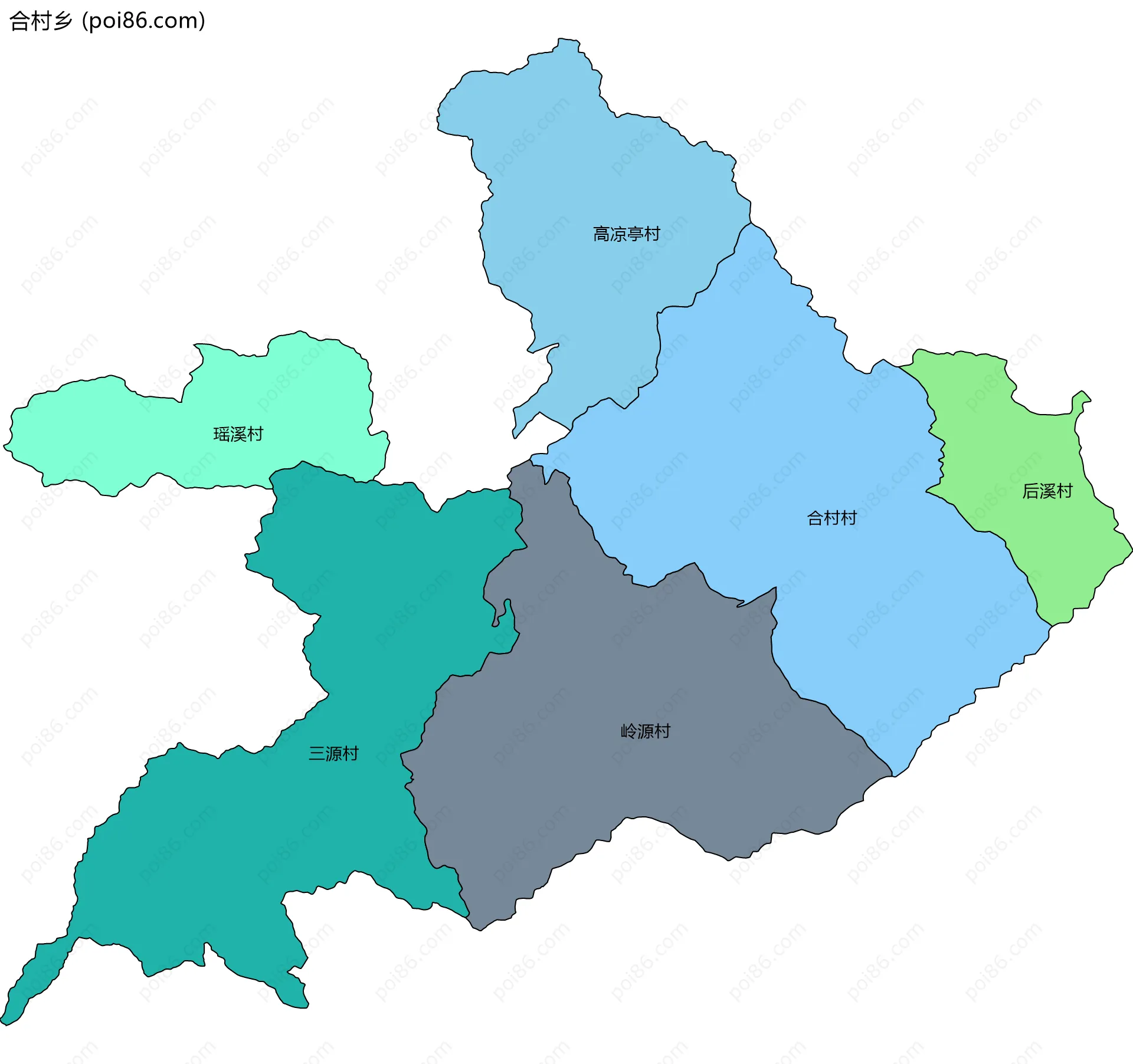 合村乡边界地图(五级行政区划)