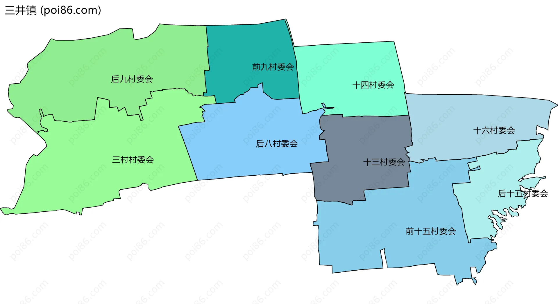 三井镇边界地图(五级行政区划)