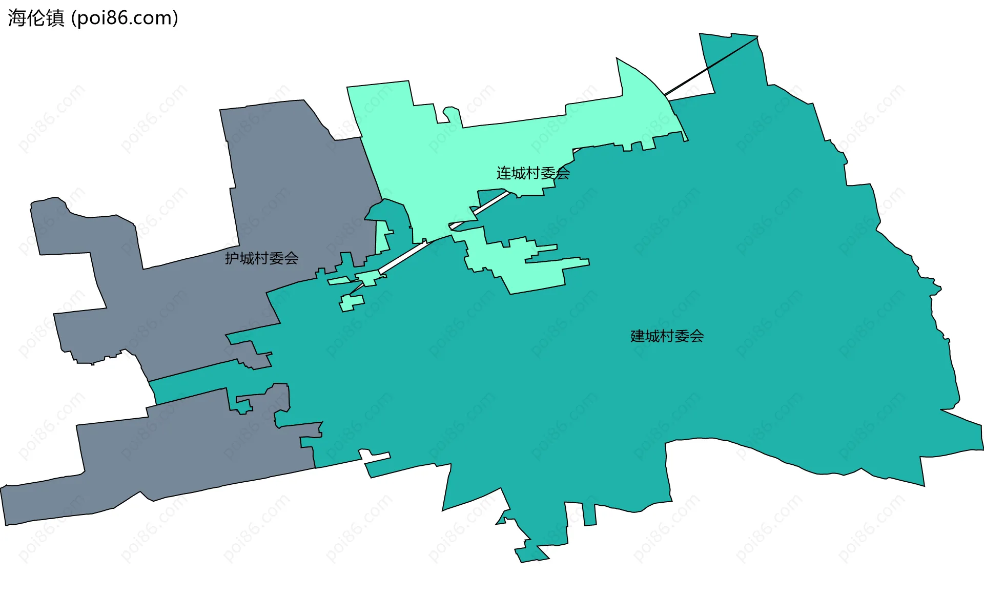 海伦镇边界地图(五级行政区划)