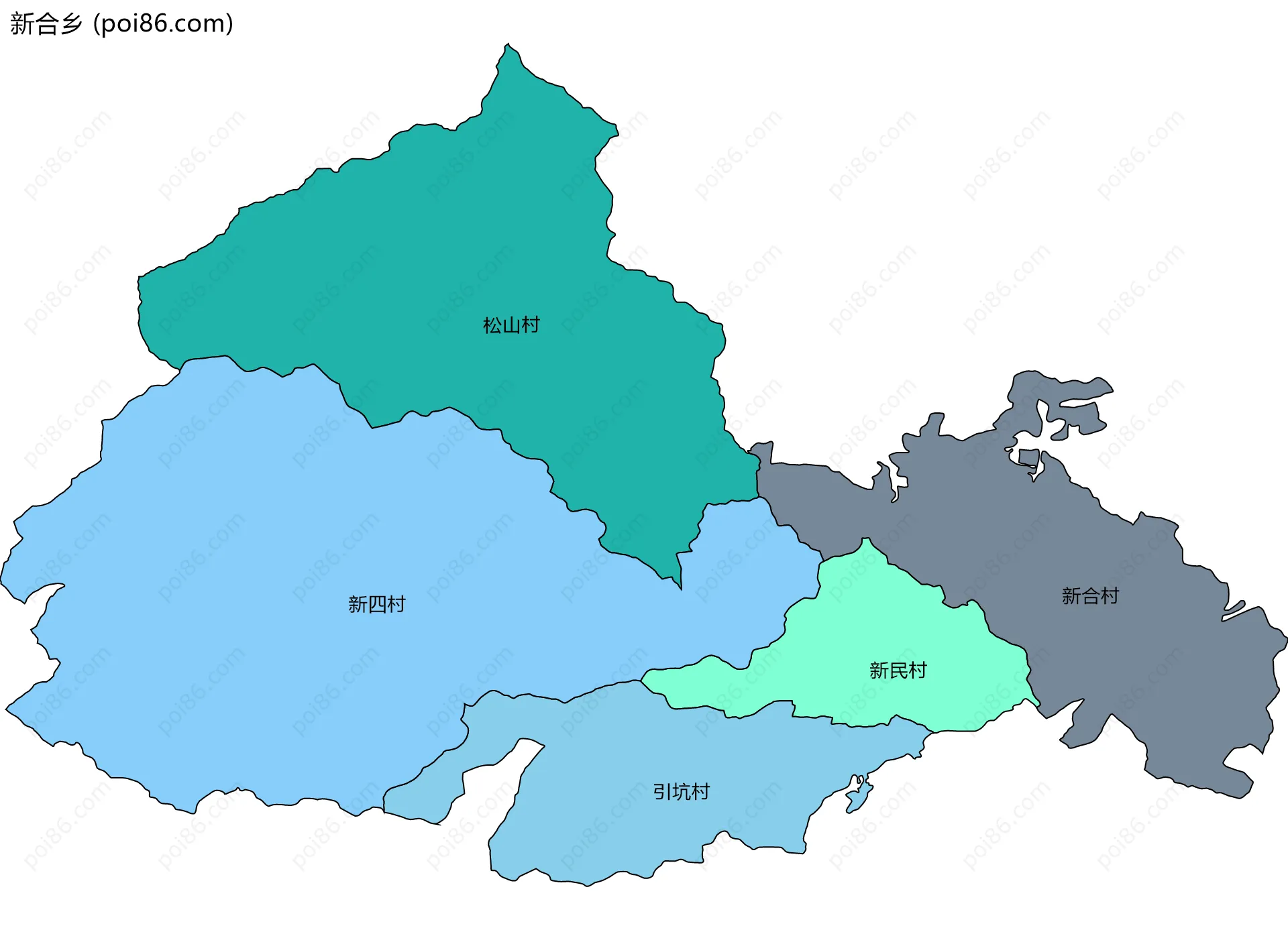 新合乡边界地图(五级行政区划)